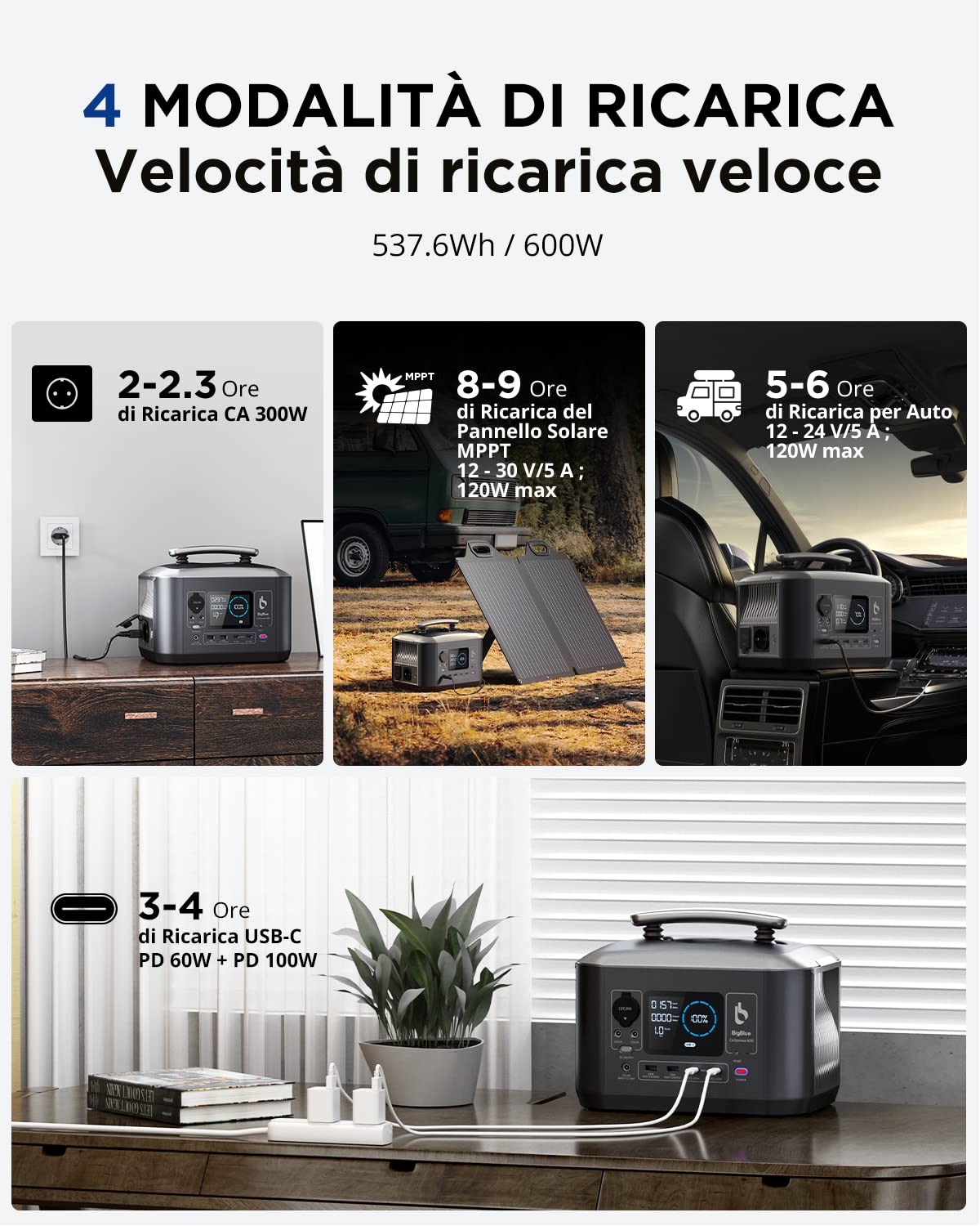 BigBlue Cellpowa 600 Centrale Elettrica 537Wh + 100W