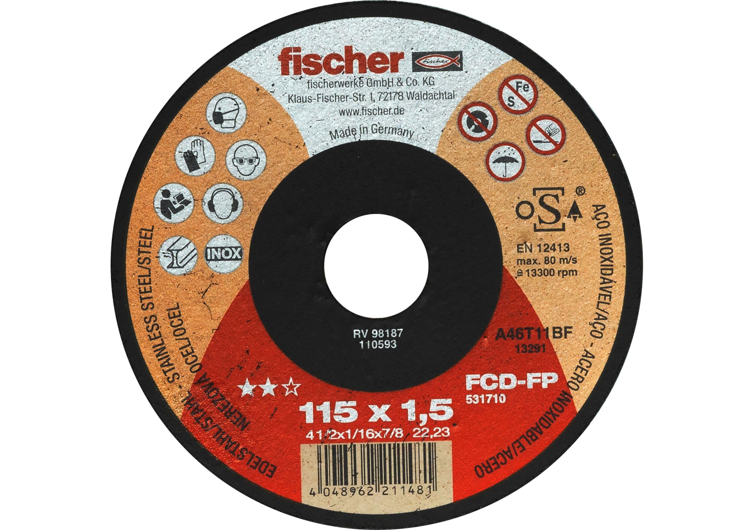 Fischer FCD-FP 115x1,5 INOX disco taglio 115 mm