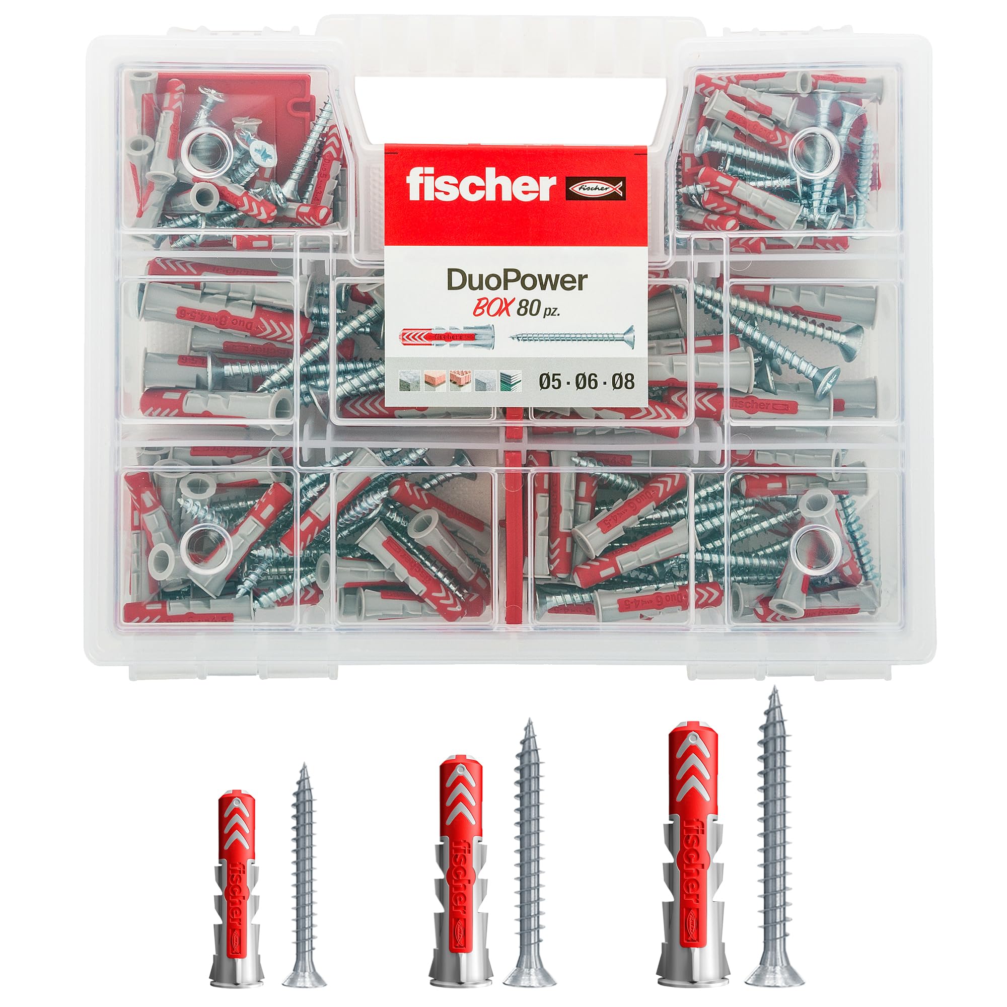 Fischer SX Plus Kit 80 Tasselli con Viti Assortiti 5-8 mm