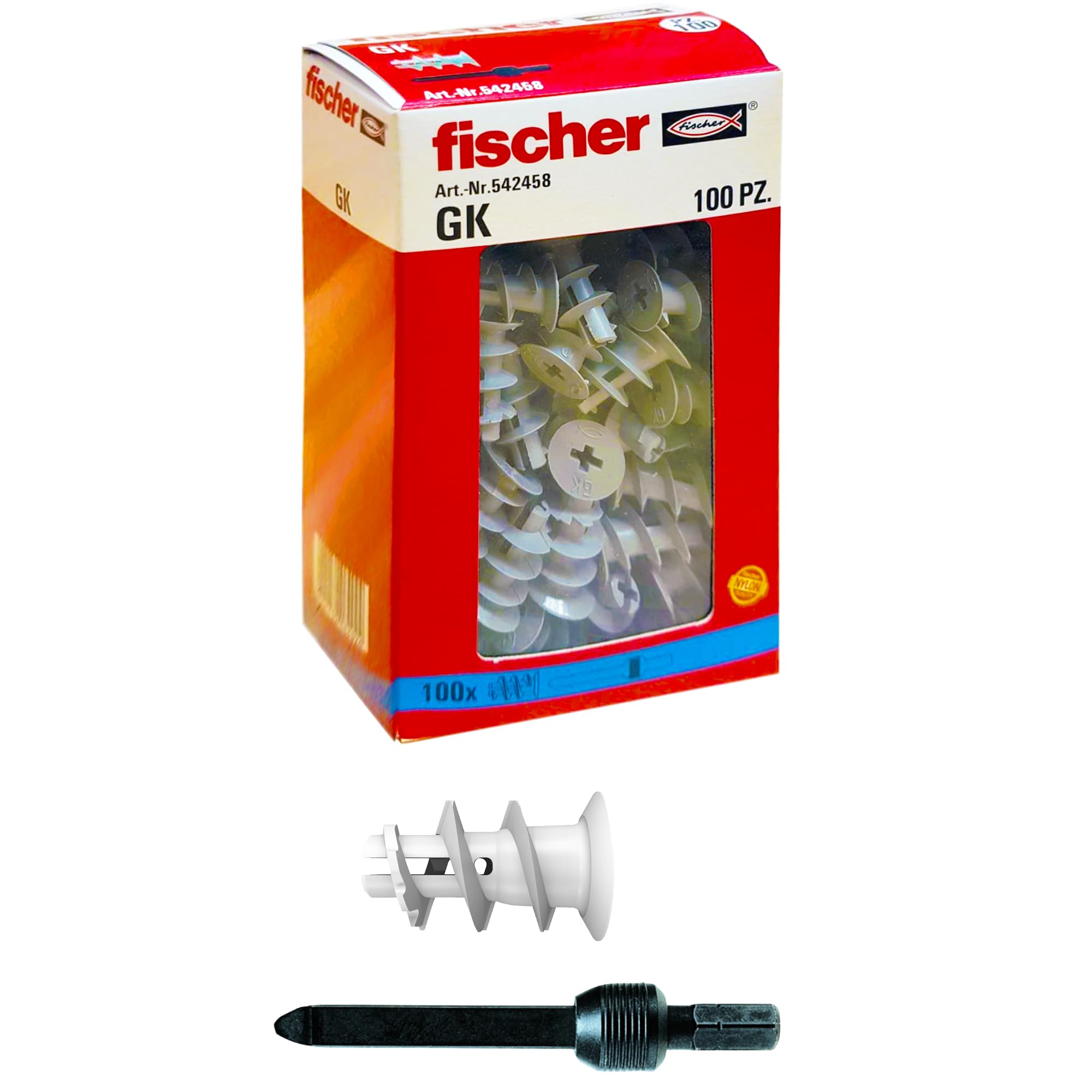 Fischer GK Tasselli Cartongesso con Vite 40 Pz Senza Trapano
