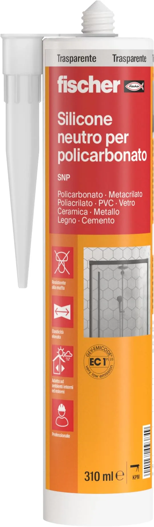 Fischer SNP 310 9384 silicone neutro trasparente antimuffa