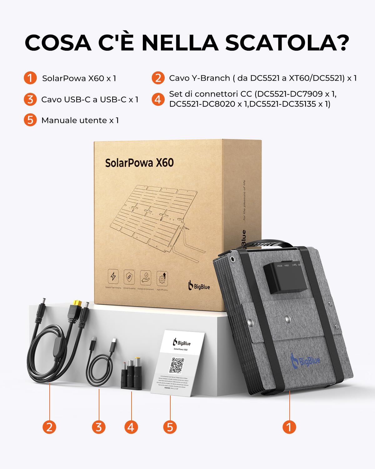 BigBlue 60W caricatore solare pieghevole PD45W IP68