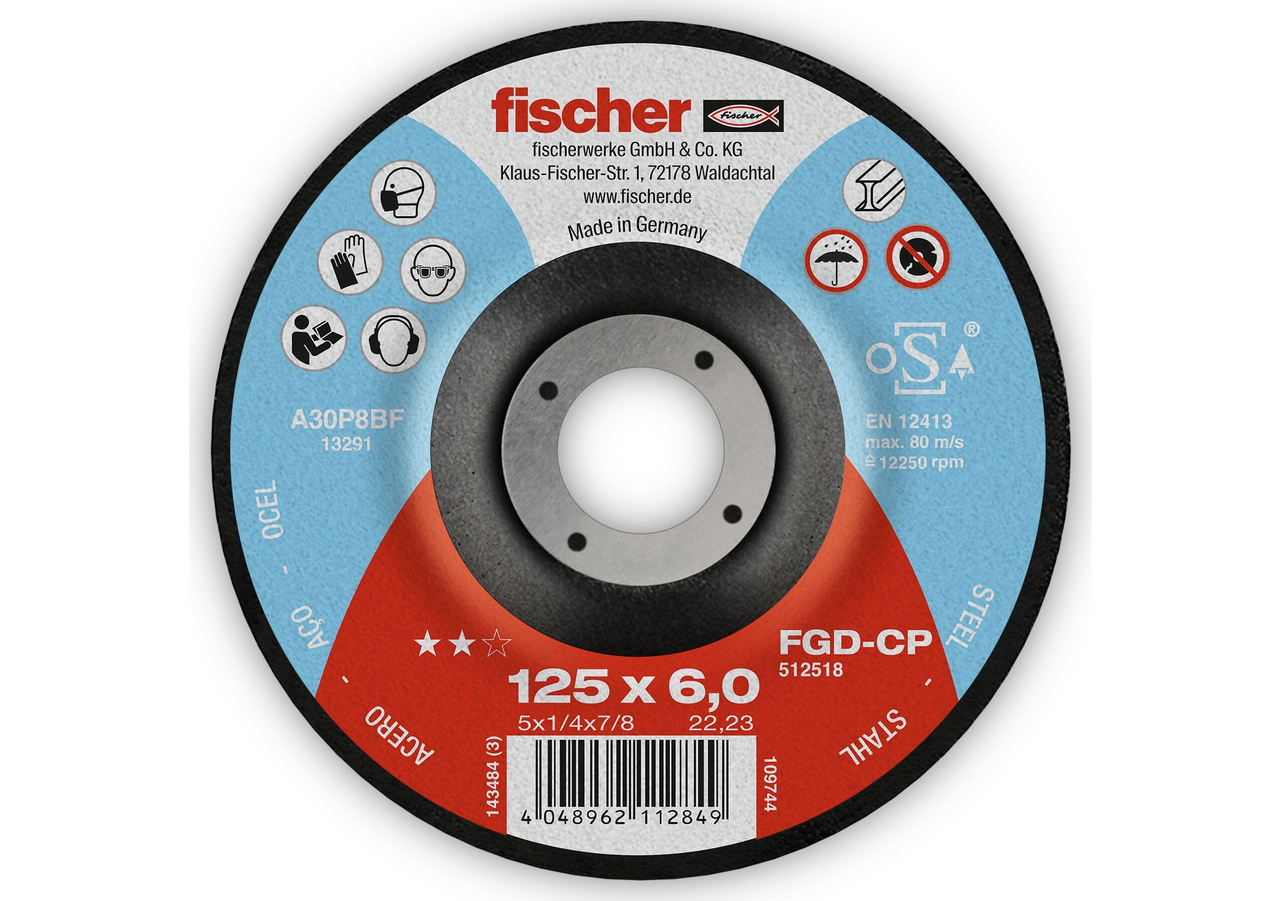 Fischer Solar FGD-CP 115x6,0 Disco Abrasivo per Acciaio 1 pz