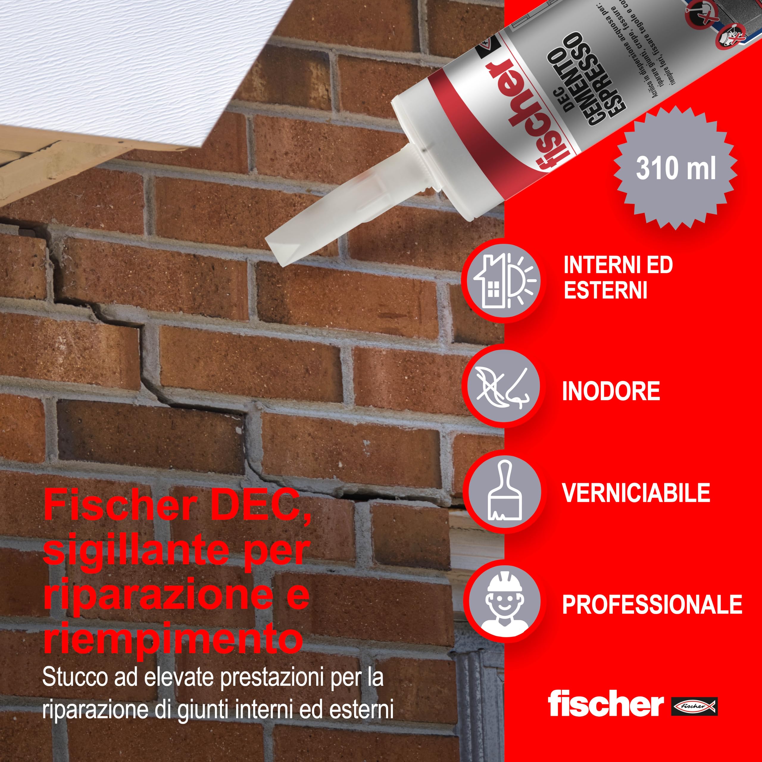 Fischer Solar DEC Cemento Espresso sigillante per crepe interno esterno