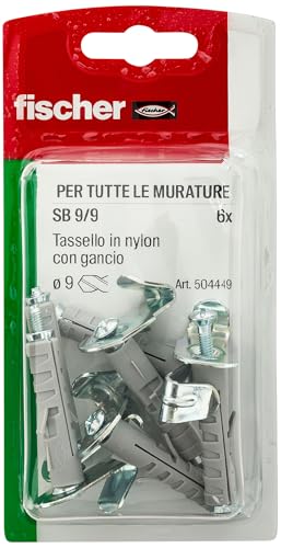 fischer SB 9 tasselli gancio piatto 6 pz muro