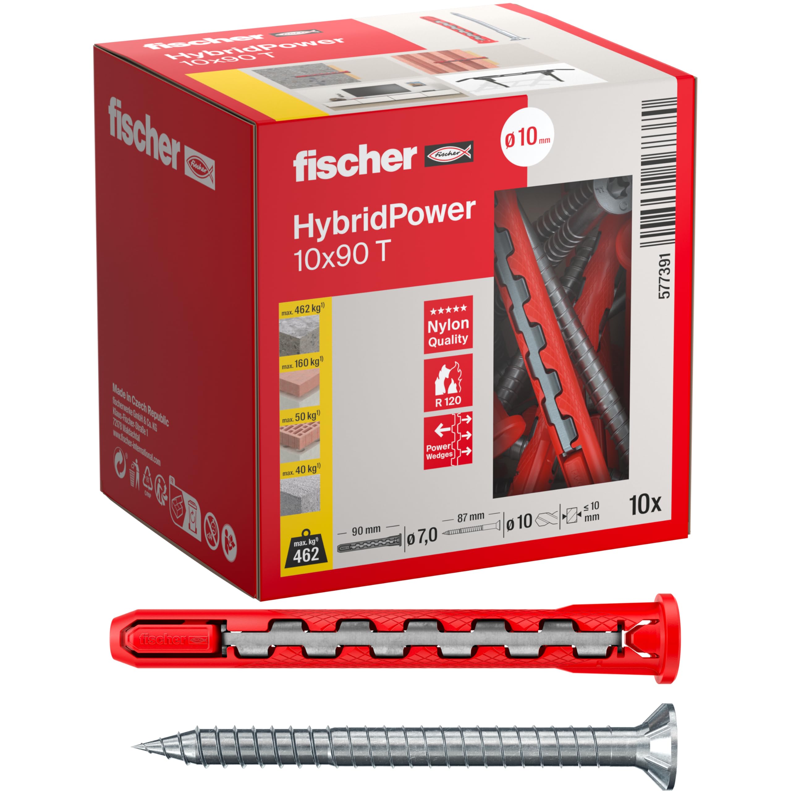 Fischer HybridPower 10x90 tasselli 4 pezzi vite esagonale