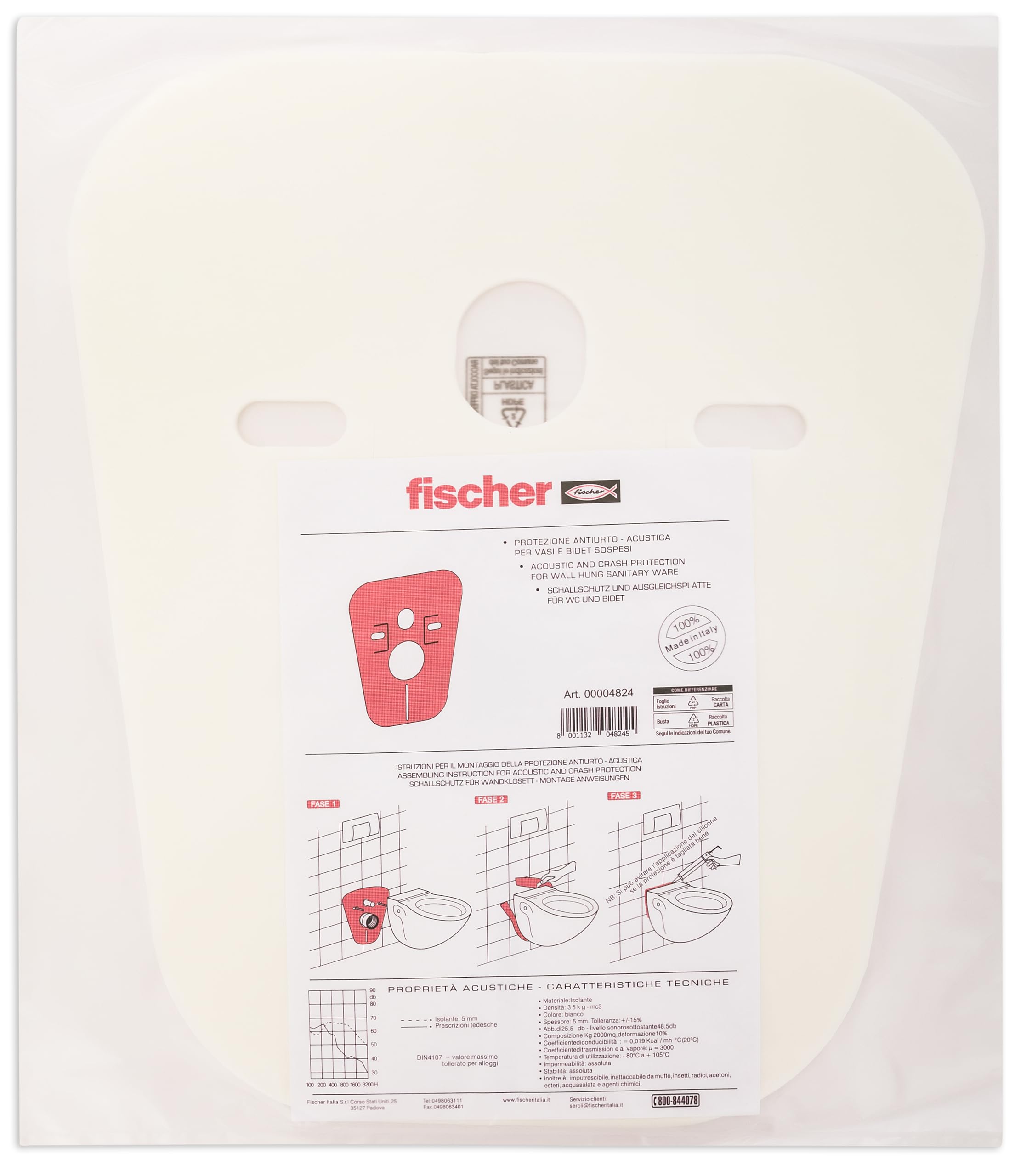 Fischer 4824 Membrana Antirumore WC Bidet Sospesi 5 mm