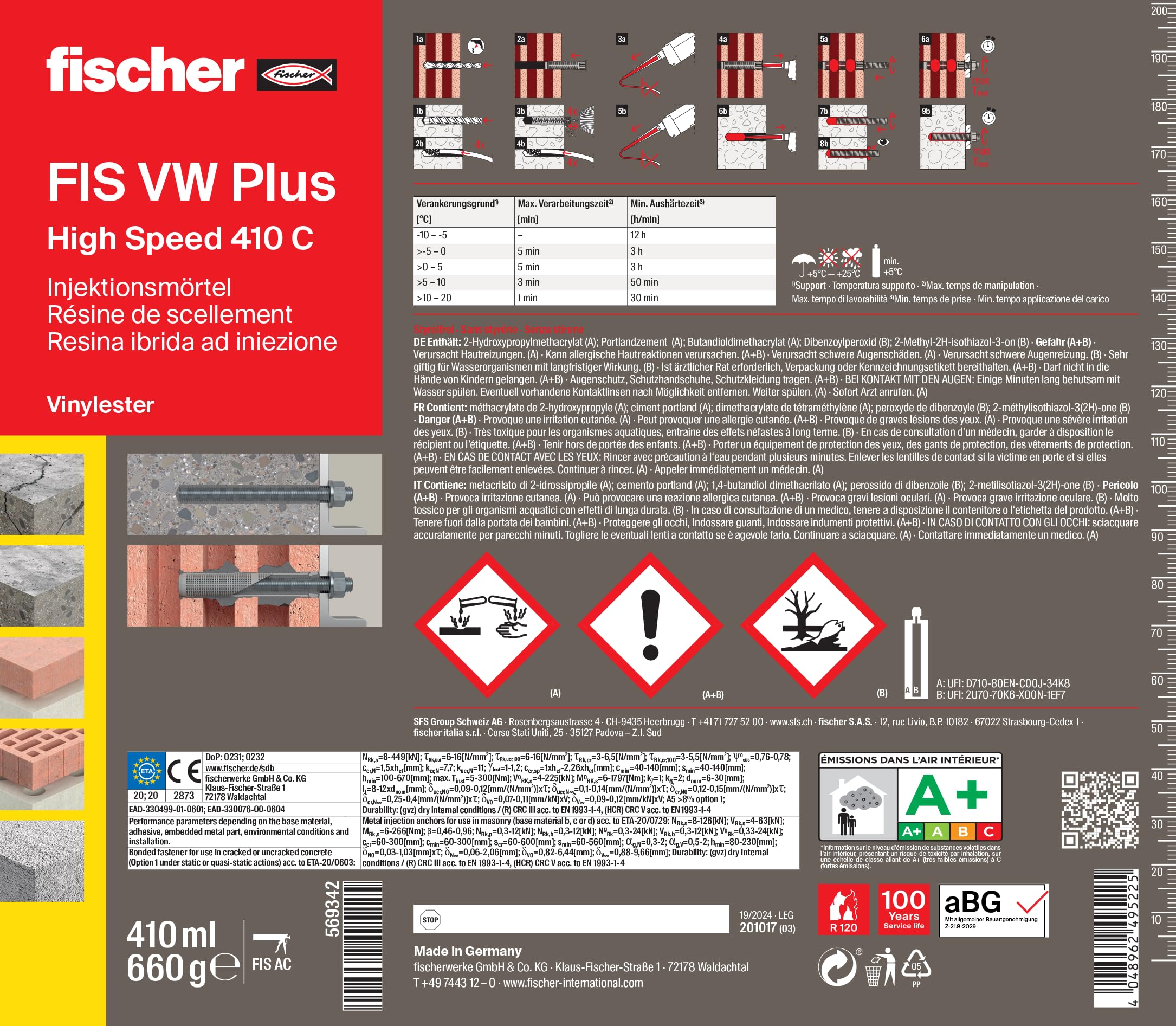 Fischer FIS VW Plus 410C ancorante chimico 410 ml strutturale