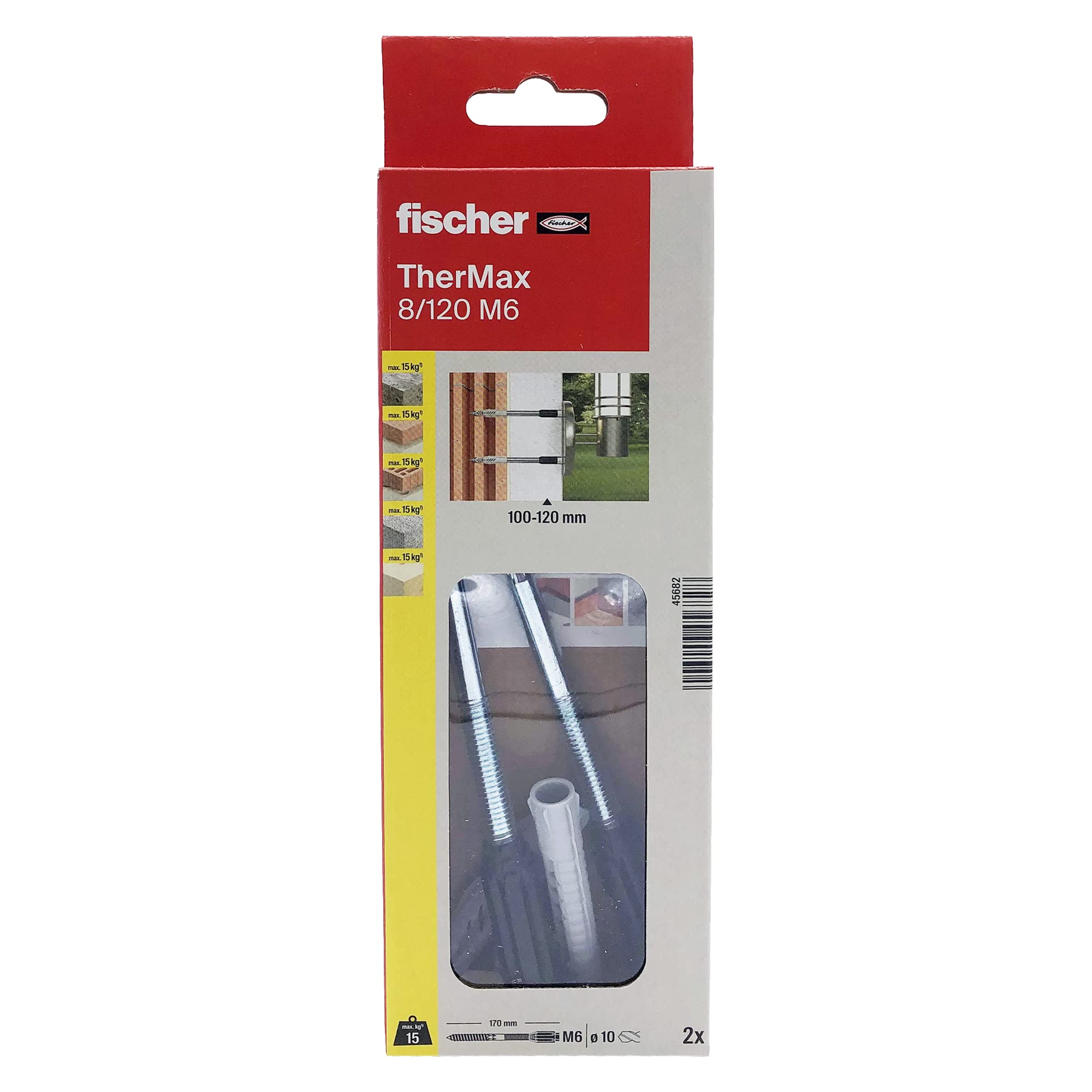 Fischer Thermax 8/120 M6 Tassello Cappotto 2 Pz max 120 mm