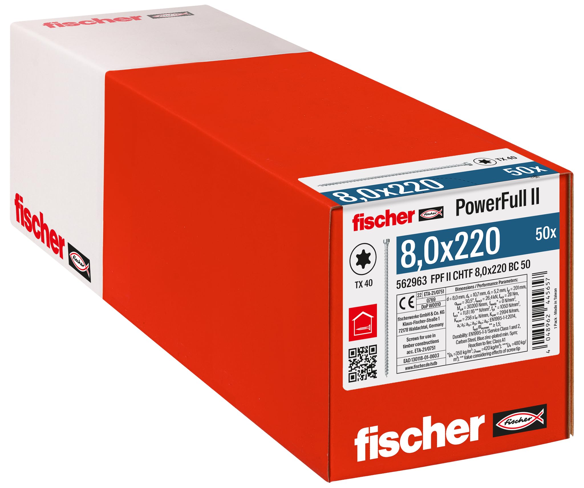 Fischer PowerFull II CHTF viti legno 6,0x100 100 pz Torx