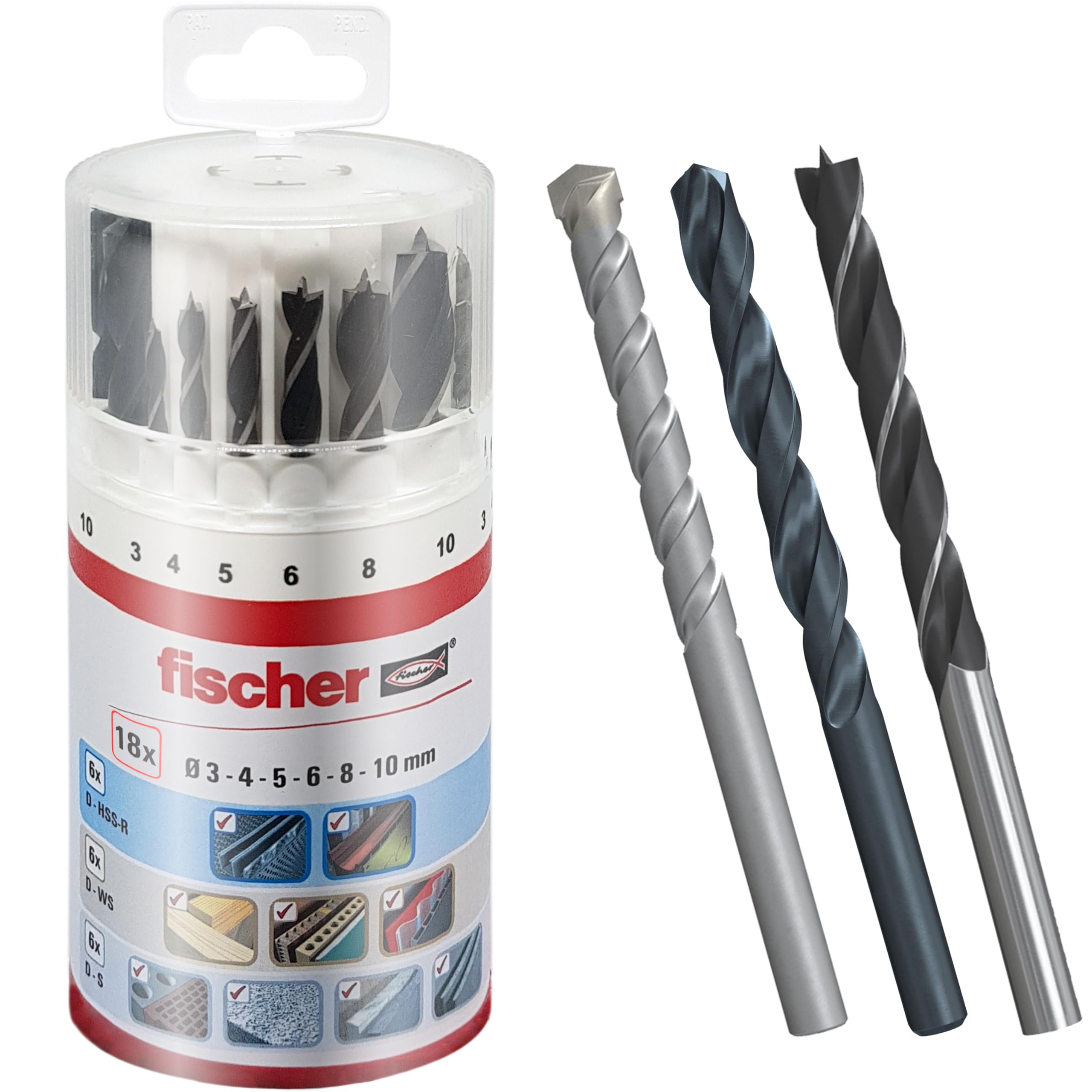 fischer 530667 Kit Punte Trapano 18 Pezzi 3-10 mm