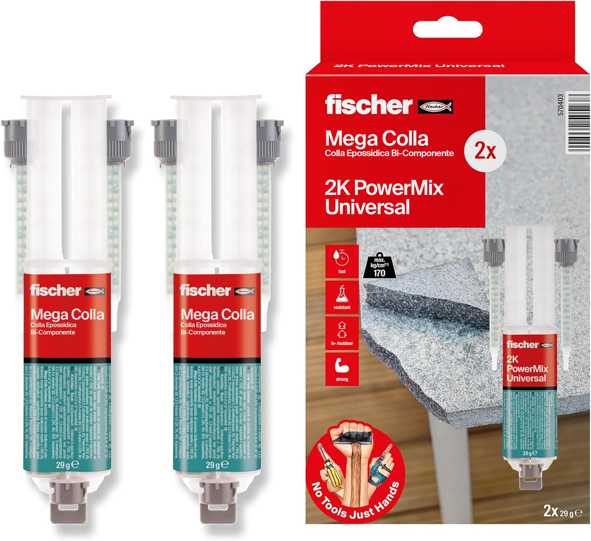 Fischer PowerMix NTJH colla epossidica 2x25 ml 2 pezzi