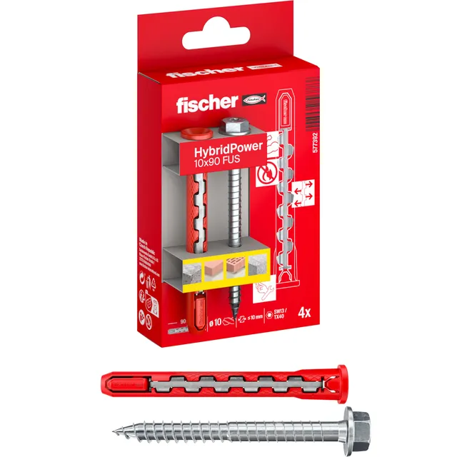 Fischer HybridPower 10x90 tasselli 4 pezzi vite esagonale