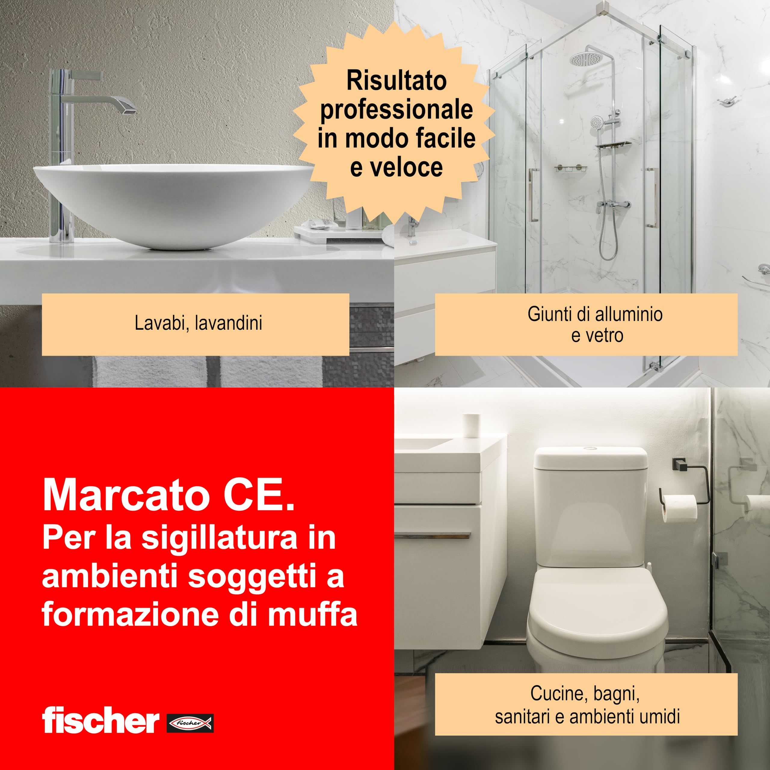 Fischer SNS silicone neutro sanitari bianco