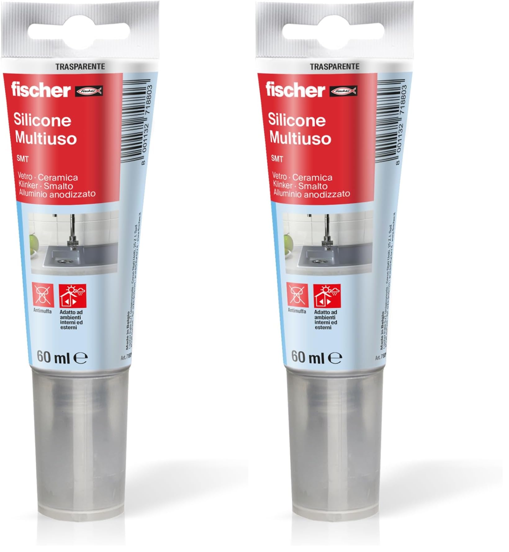 Fischer SMT silicone sigillante trasparente antimuffa 60 ml vetro