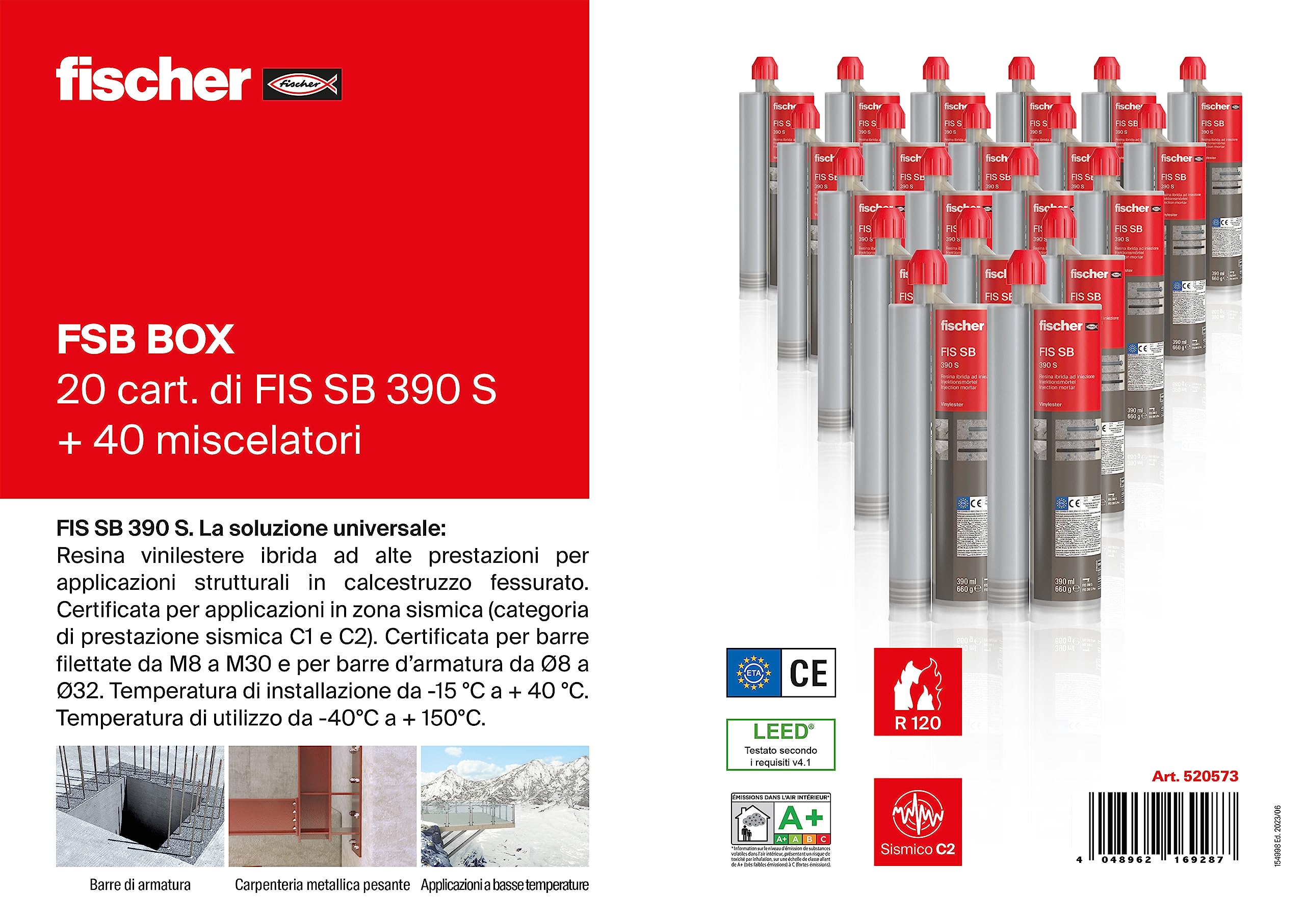 Fischer FIS SB 390 S ancorante chimico 20 cartucce sismico