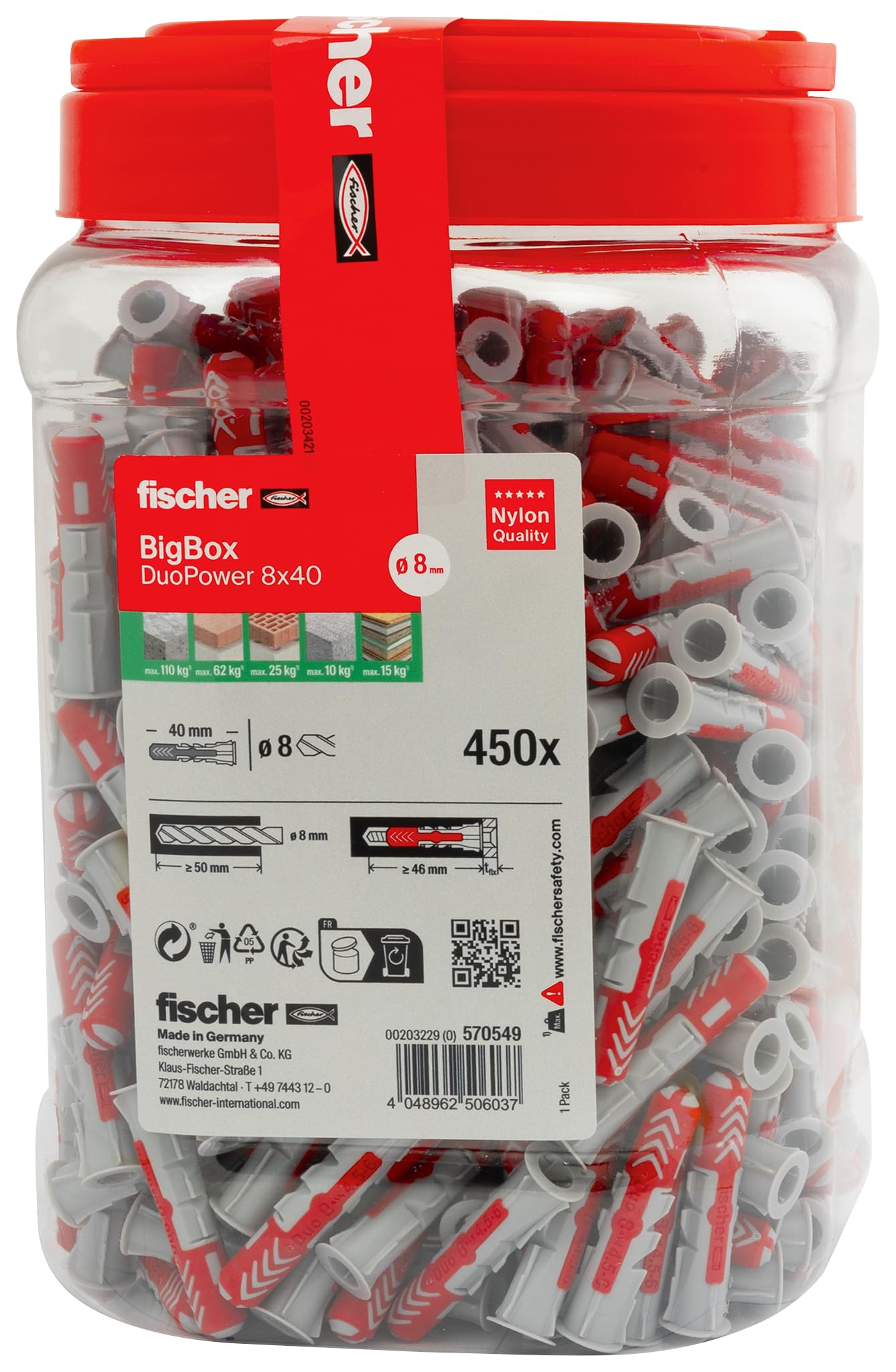 Fischer DuoPower 8x40 Tasselli Universali BigBox 450 pz
