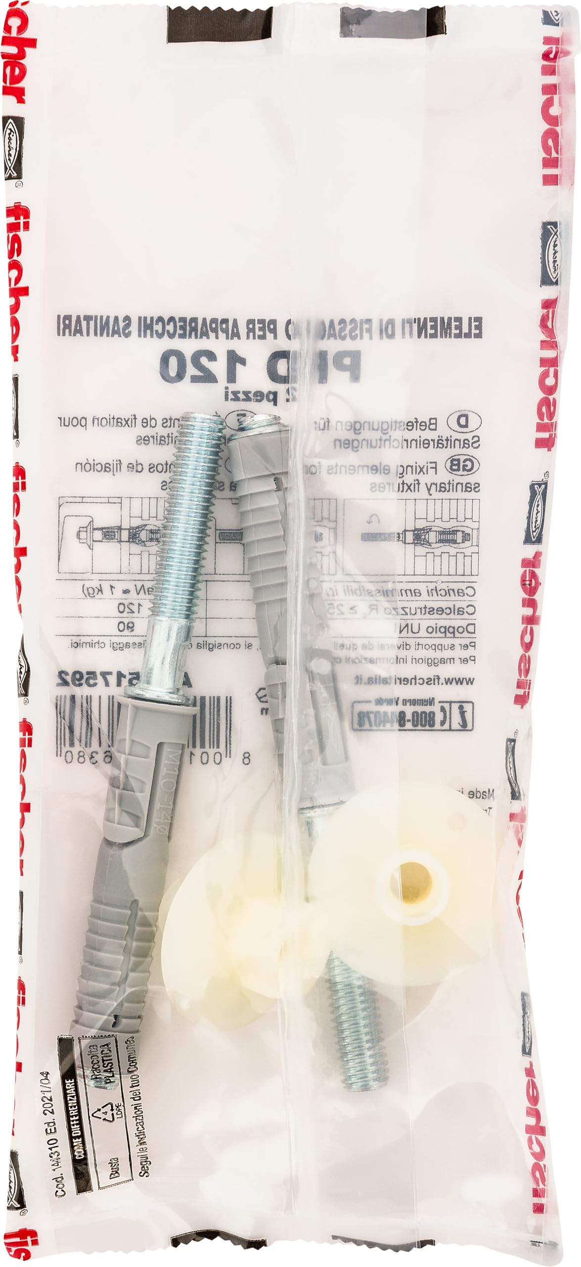 Fischer PFD 120 kit fissaggio sanitari lavabi a parete