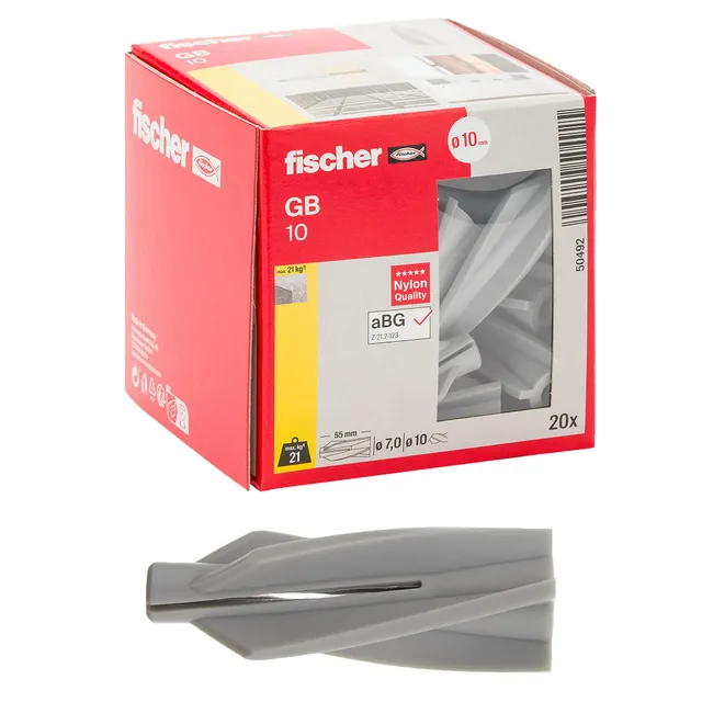 Fischer GB 10 tasselli gasbeton foro 10 mm 20 pz