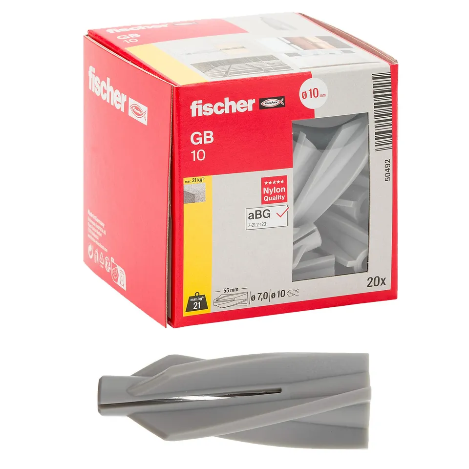 Fischer GB 10 tasselli gasbeton foro 10 mm 20 pz