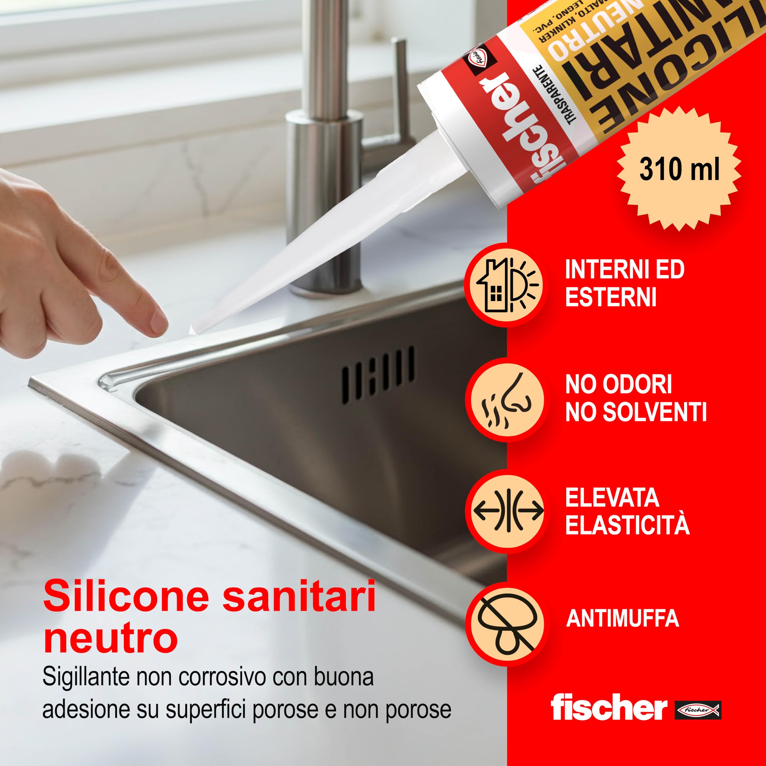 Fischer SNS silicone neutro sanitari bianco