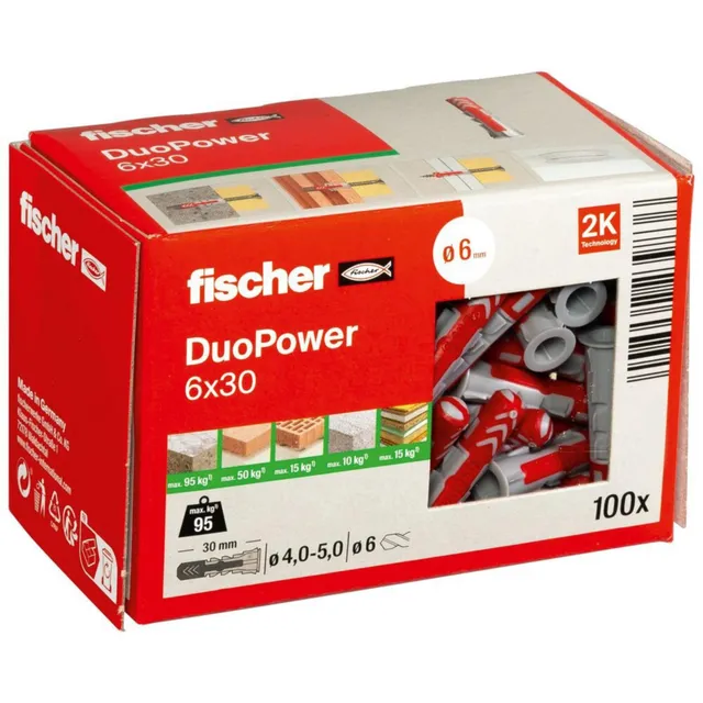 Fischer 55006 Tasselli 100 Pezzi Grigio