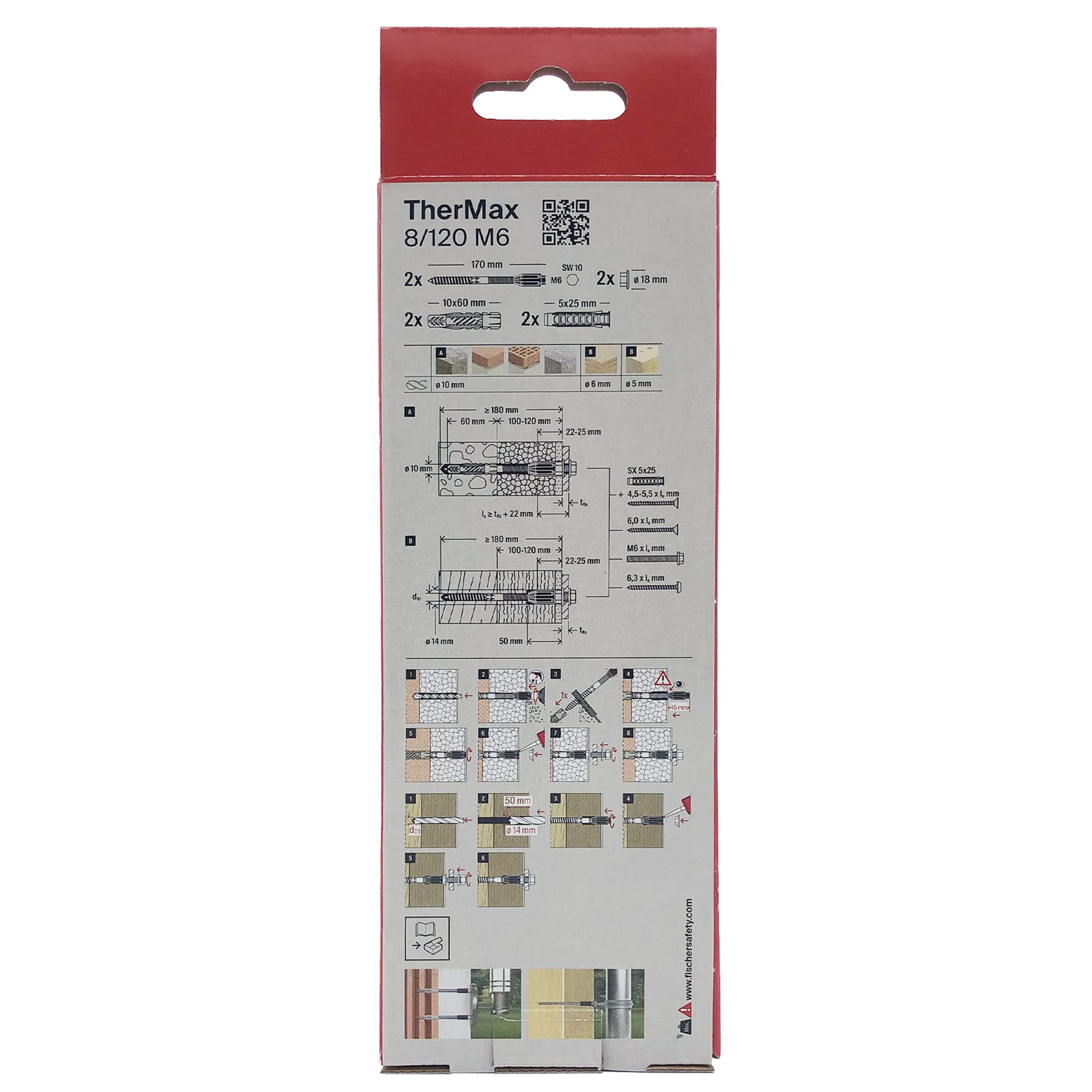 Fischer Thermax 8/120 M6 Tassello Cappotto 2 Pz max 120 mm
