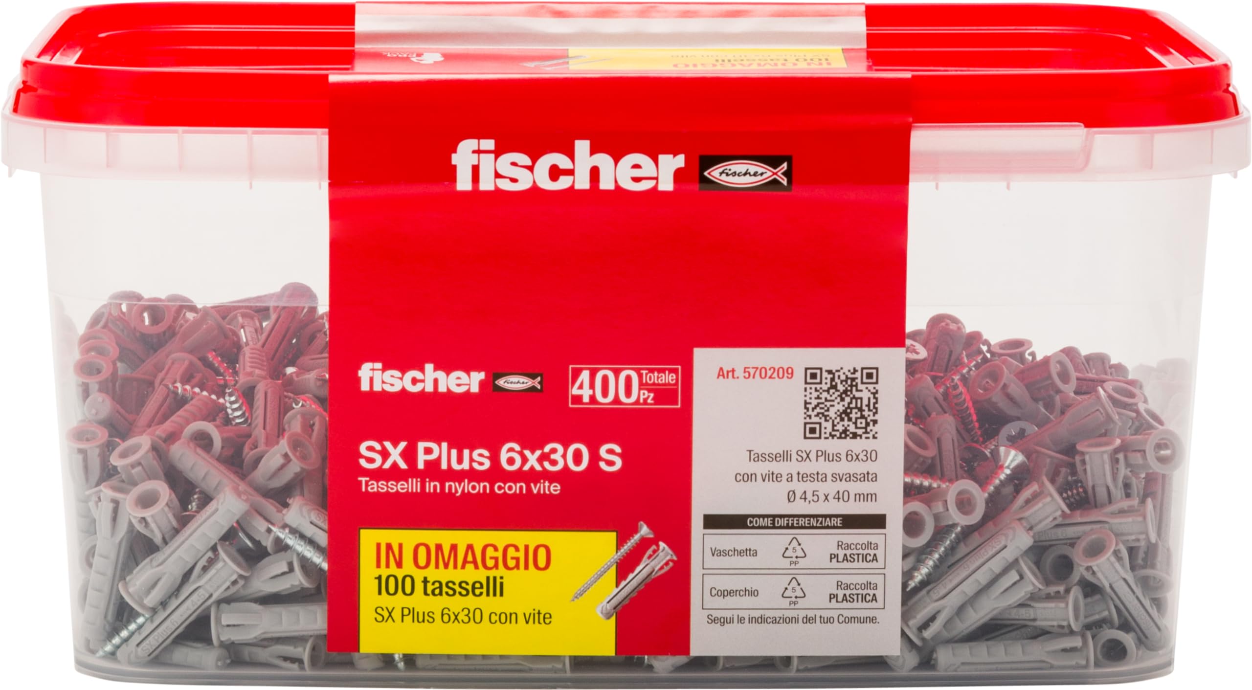 Fischer SX Plus 6x30 Tasselli con Viti 800 Pz calcestruzzo