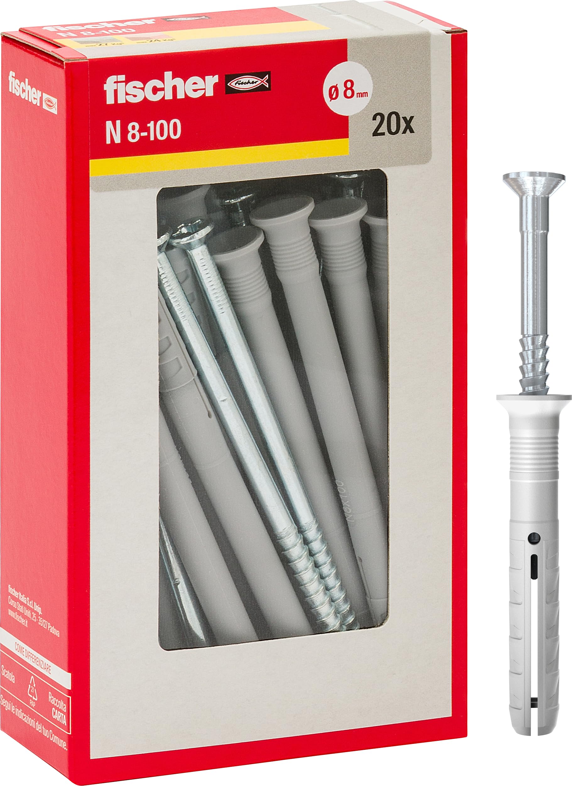 Fischer N 6x80 Y tasselli a battere con chiodo 25 pezzi