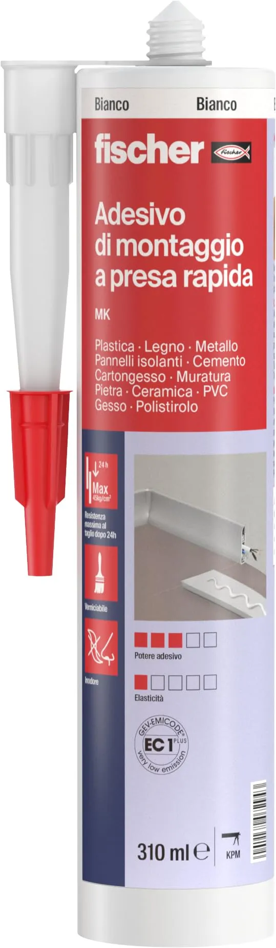 Fischer MK colla di montaggio a presa rapida 310 ml per battiscopa