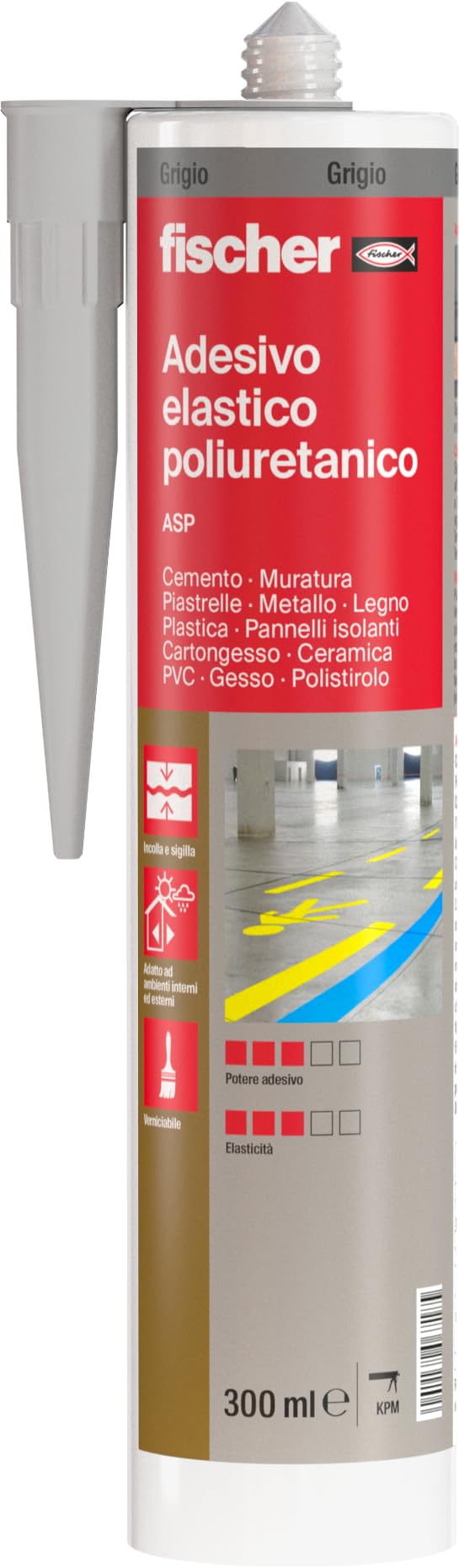 Fischer ASP Sigillante Poliuretanico 300 ml Grigio UV