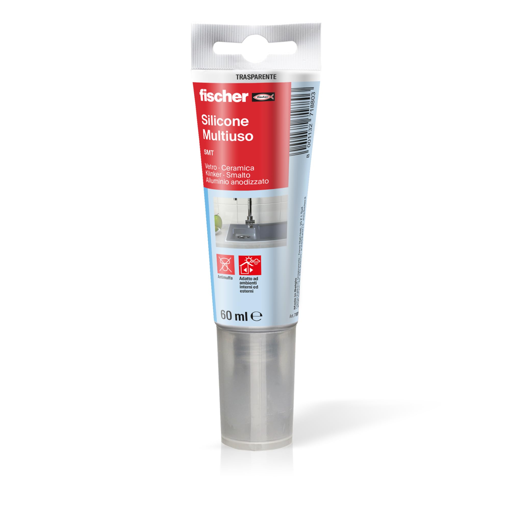 Fischer SMT silicone sigillante trasparente antimuffa 60 ml vetro