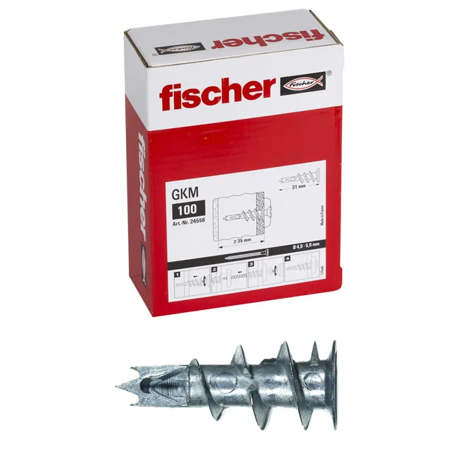 Fischer GKM Tassello Cartongesso Metallo 100 Pz Senza Viti Autofilettante
