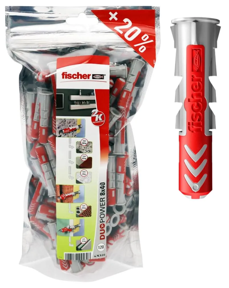 Fischer Duopower 8x40 mm tasselli 120 pezzi bimateriale