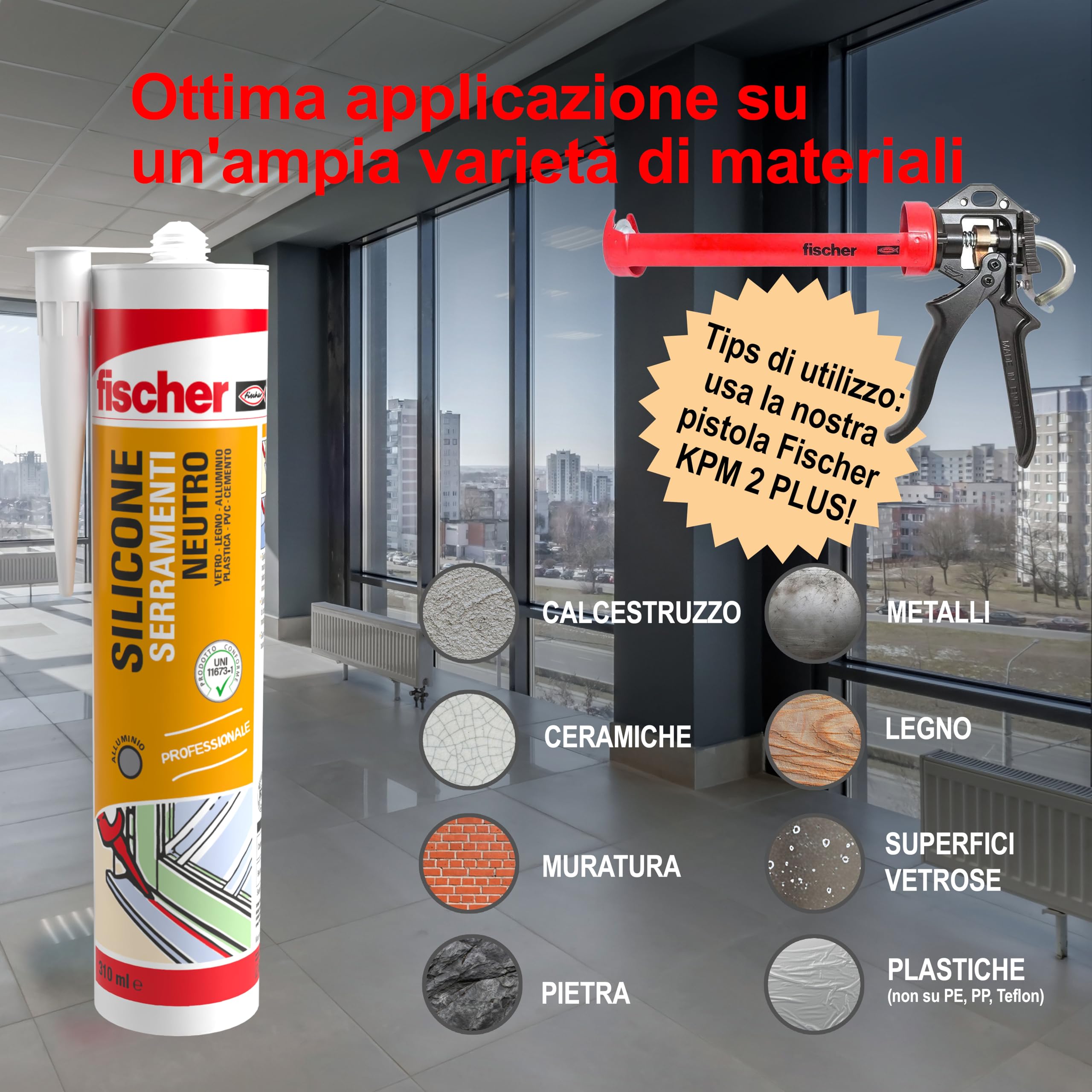 Fischer SNF silicone neutro serramenti alluminio