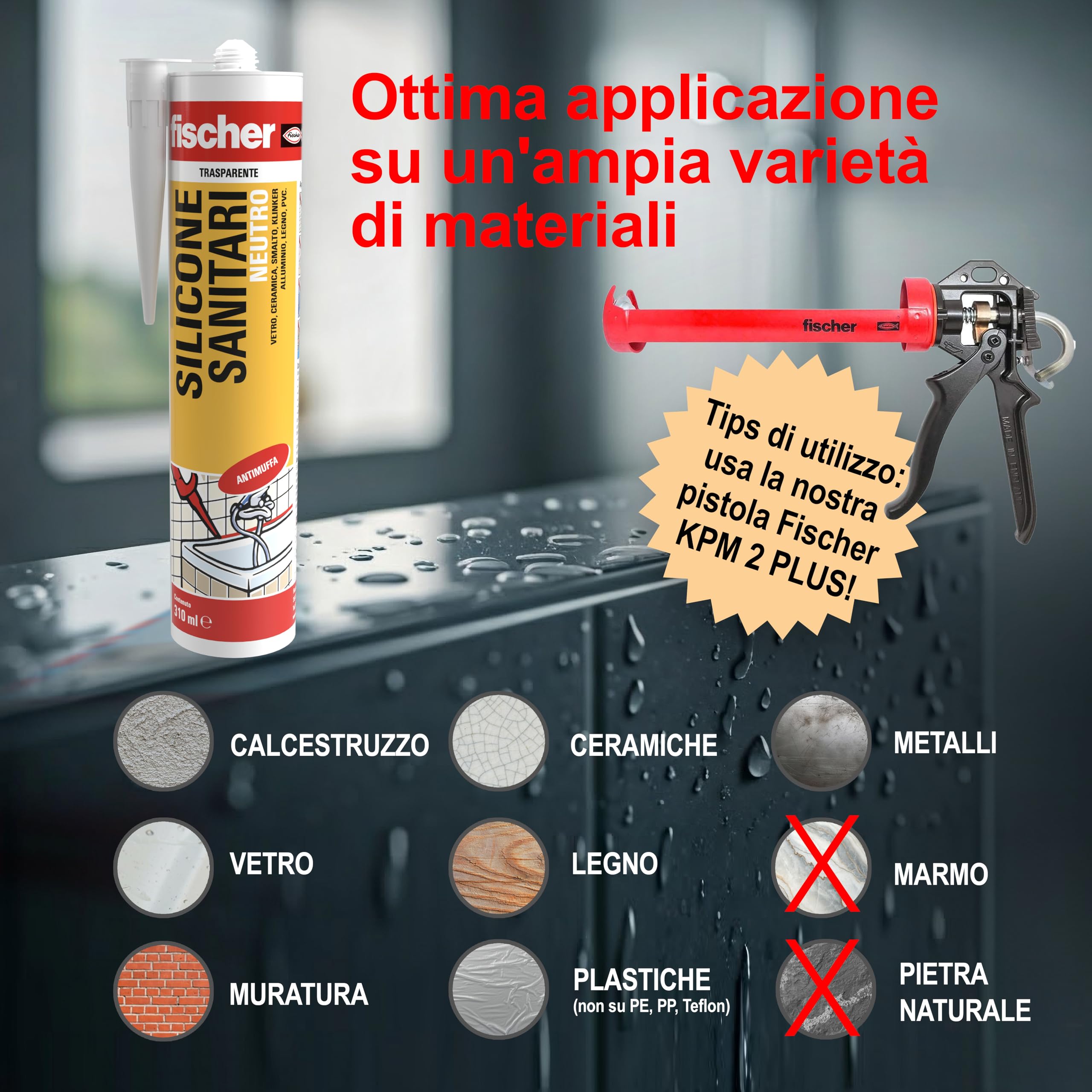 Fischer SNS silicone neutro sanitari bianco
