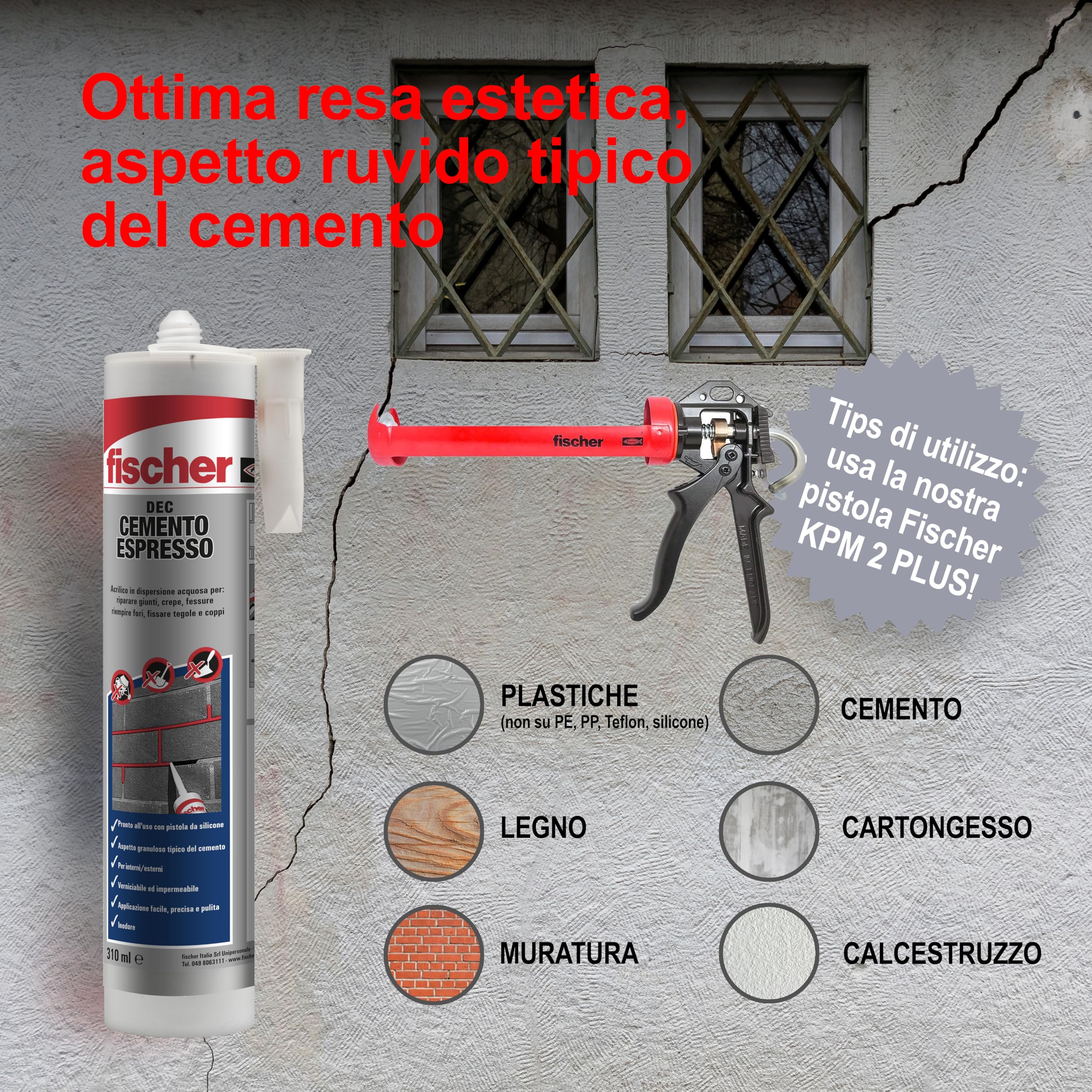 Fischer Solar DEC Cemento Espresso sigillante per crepe interno esterno