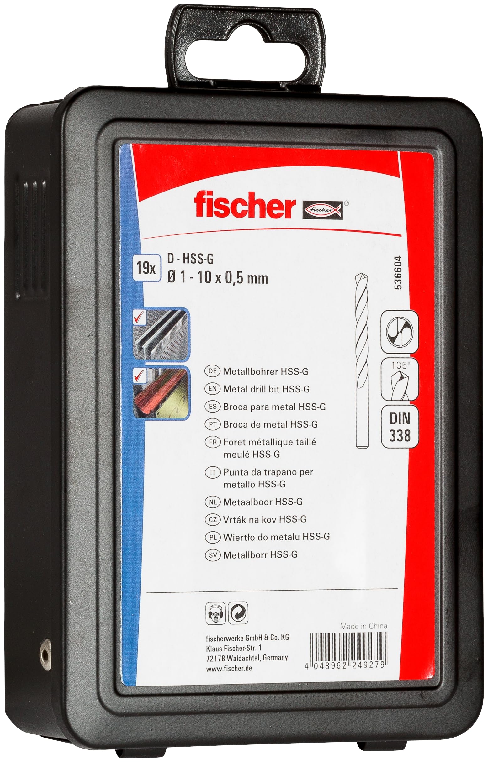 Fischer Set 19 punte HSS-G metallo 1-10 mm