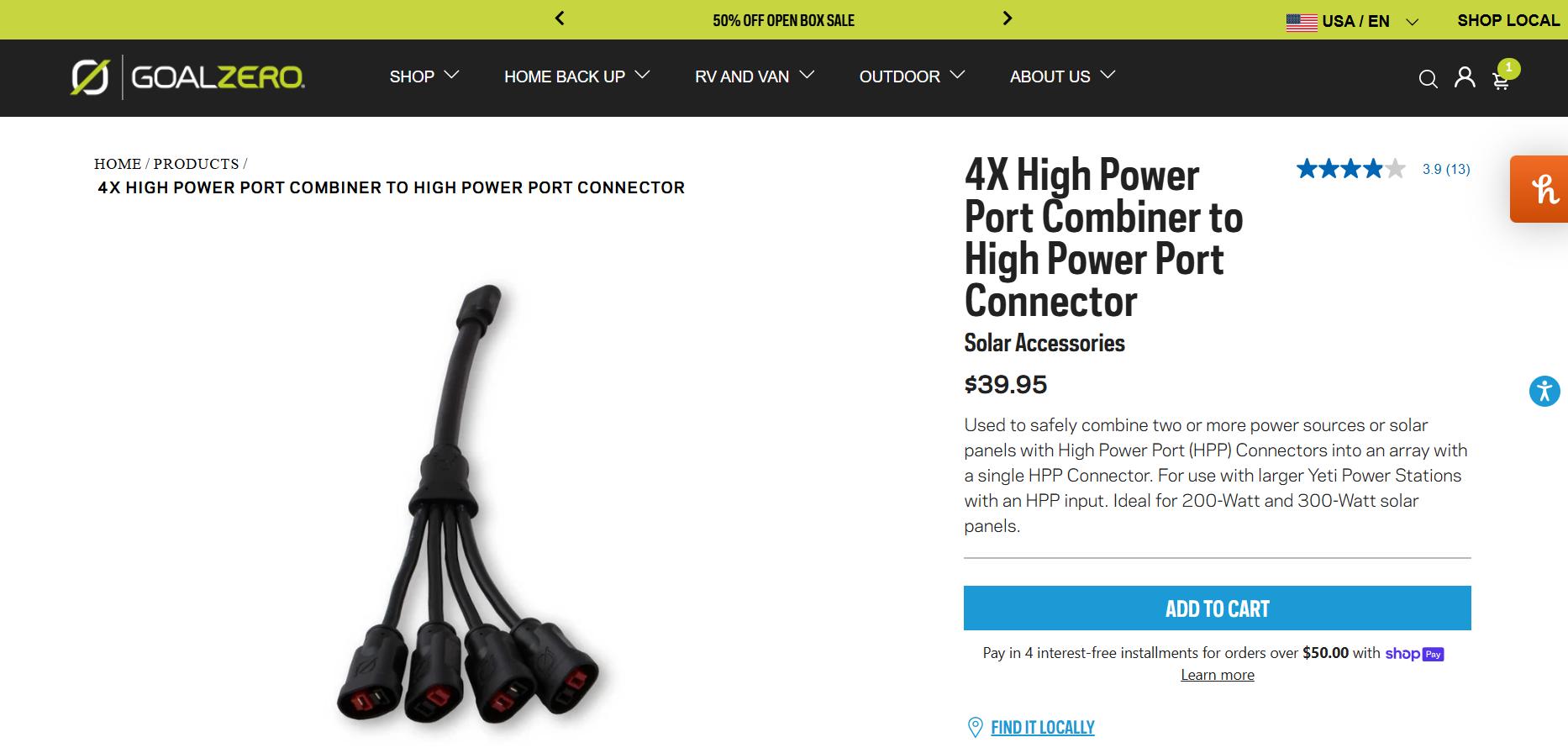 Goal Zero 4X High Power Port Combinatore Solare HPP