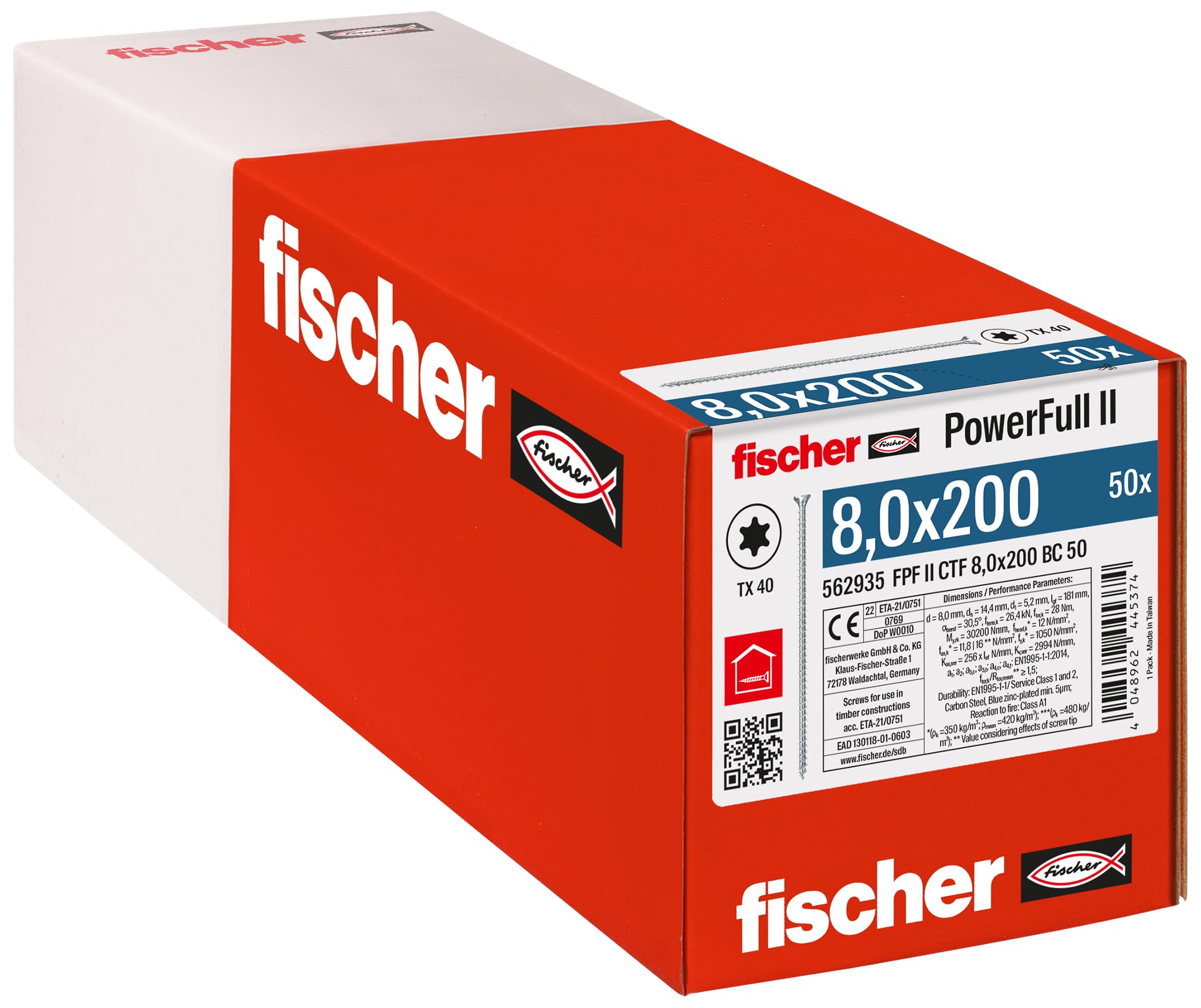 fischer PowerFull II CTF 8,0x100 mm Viti Legno 50 pz Torx