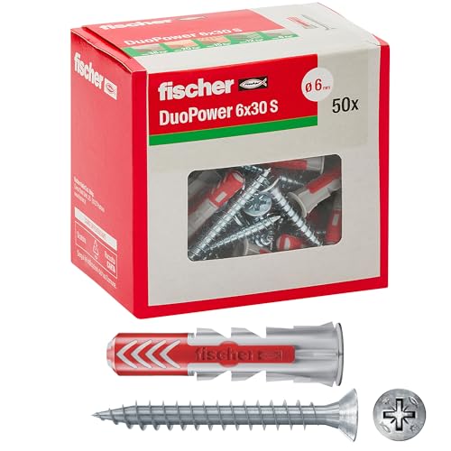 Fischer DuoPower 6x30 Tasselli con Vite 50 Pezzi