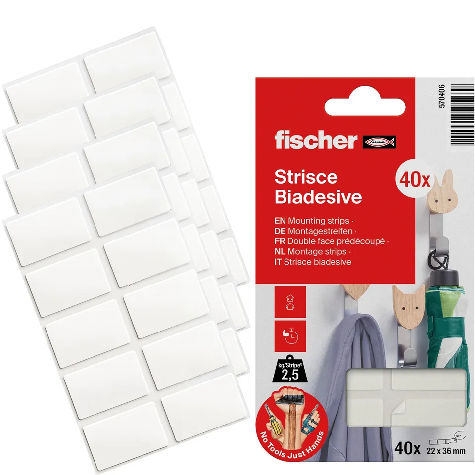 Fischer Doublebond strisce biadesive 22x36 mm 40 pz