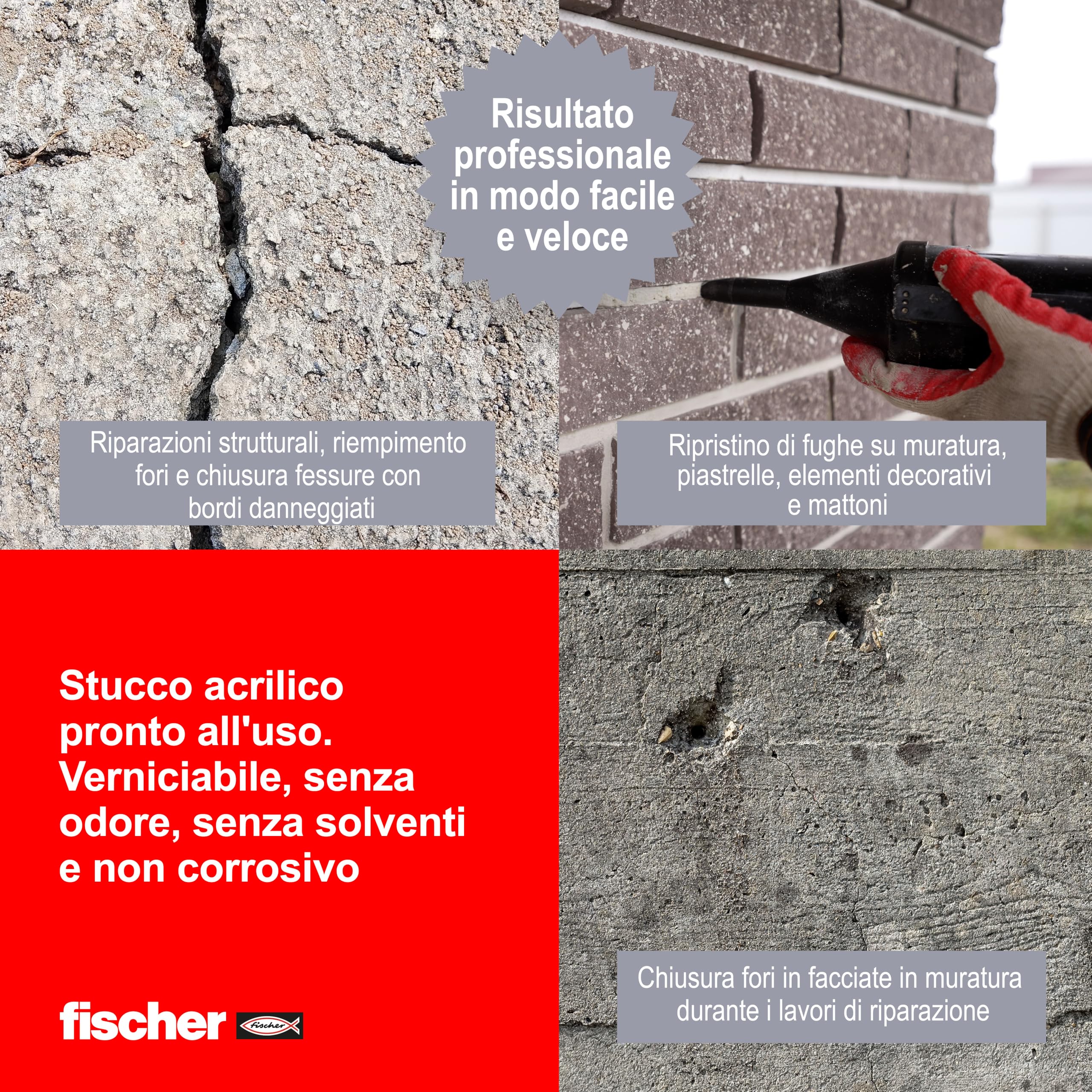 Fischer Solar DEC Cemento Espresso sigillante per crepe interno esterno