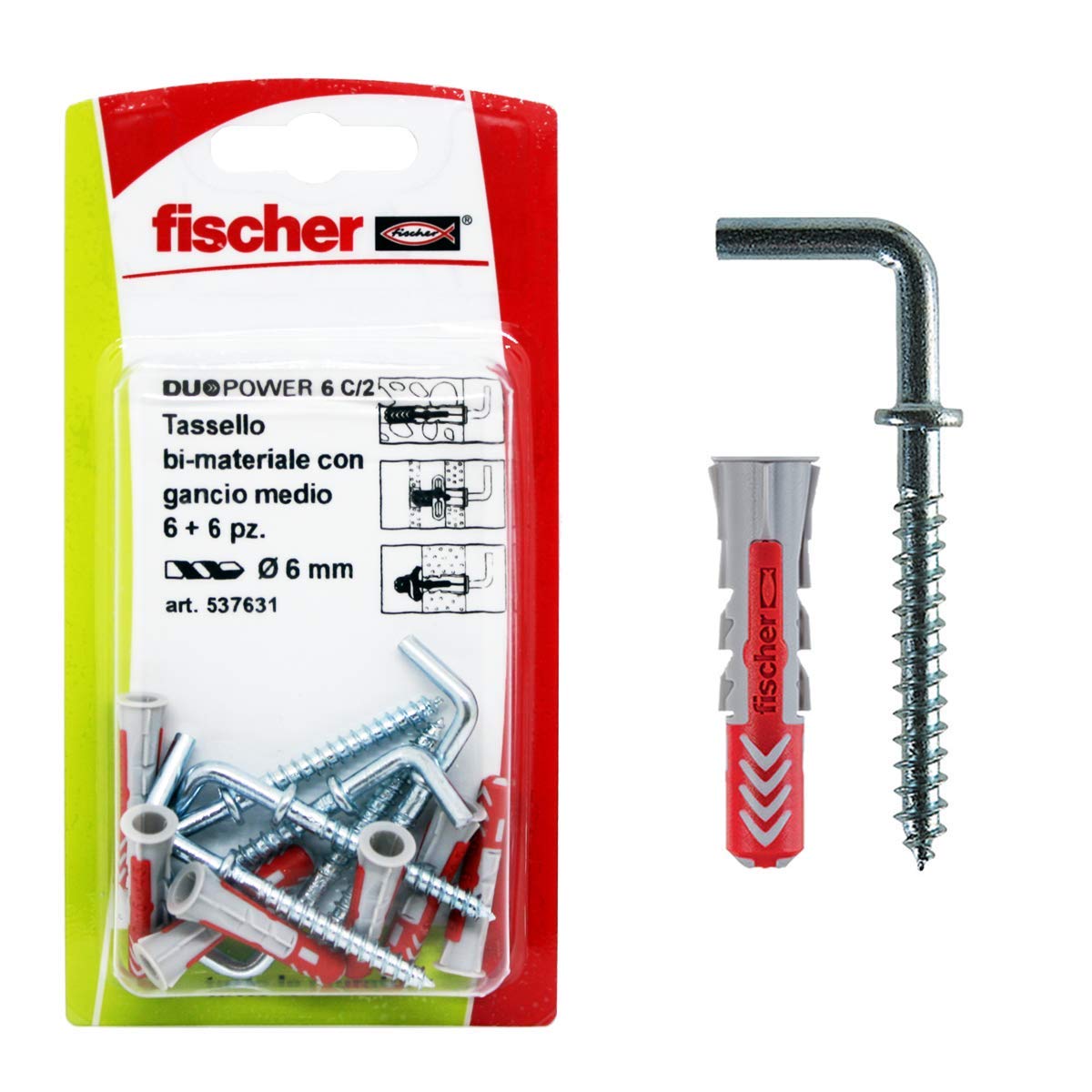 Fischer DuoPower 541746 tassello con gancio corto 6x30 25 pezzi
