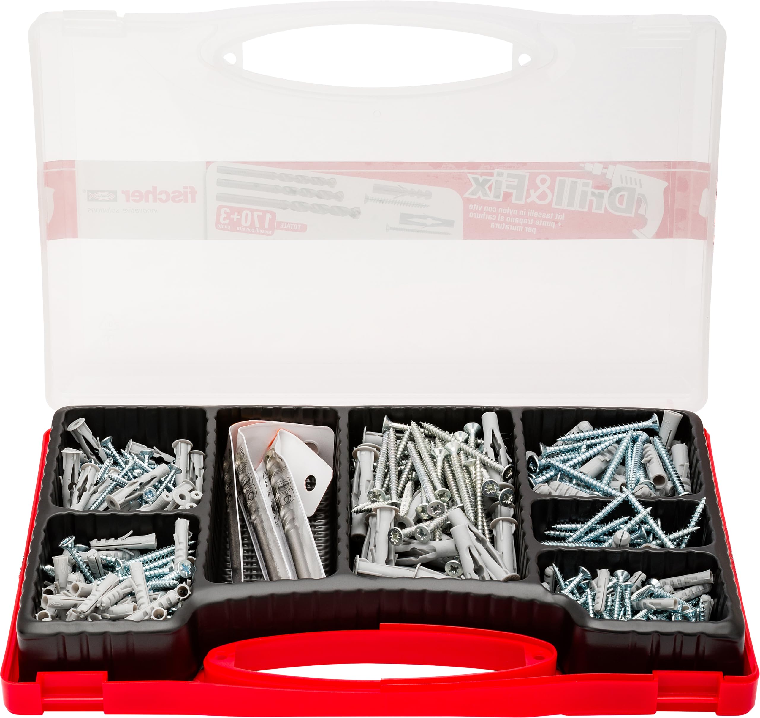 Fischer Drill & Fix kit tasselli 170 pz con punte per muro