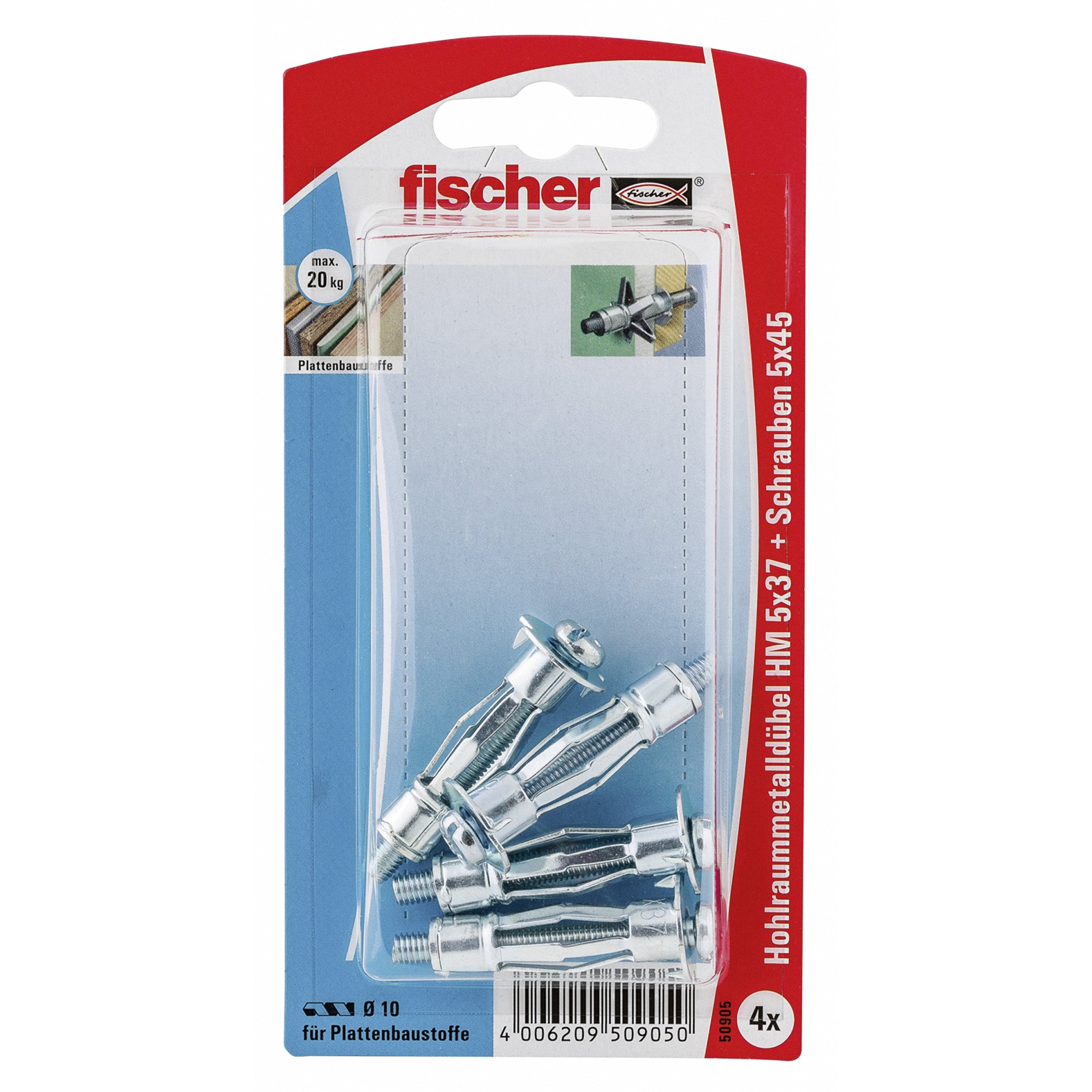 fischer HM 5x52 S fissaggio cartongesso 50 pezzi con vite