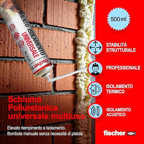 Fischer PU 1K schiuma poliuretanica 500 ml per porte e finestre