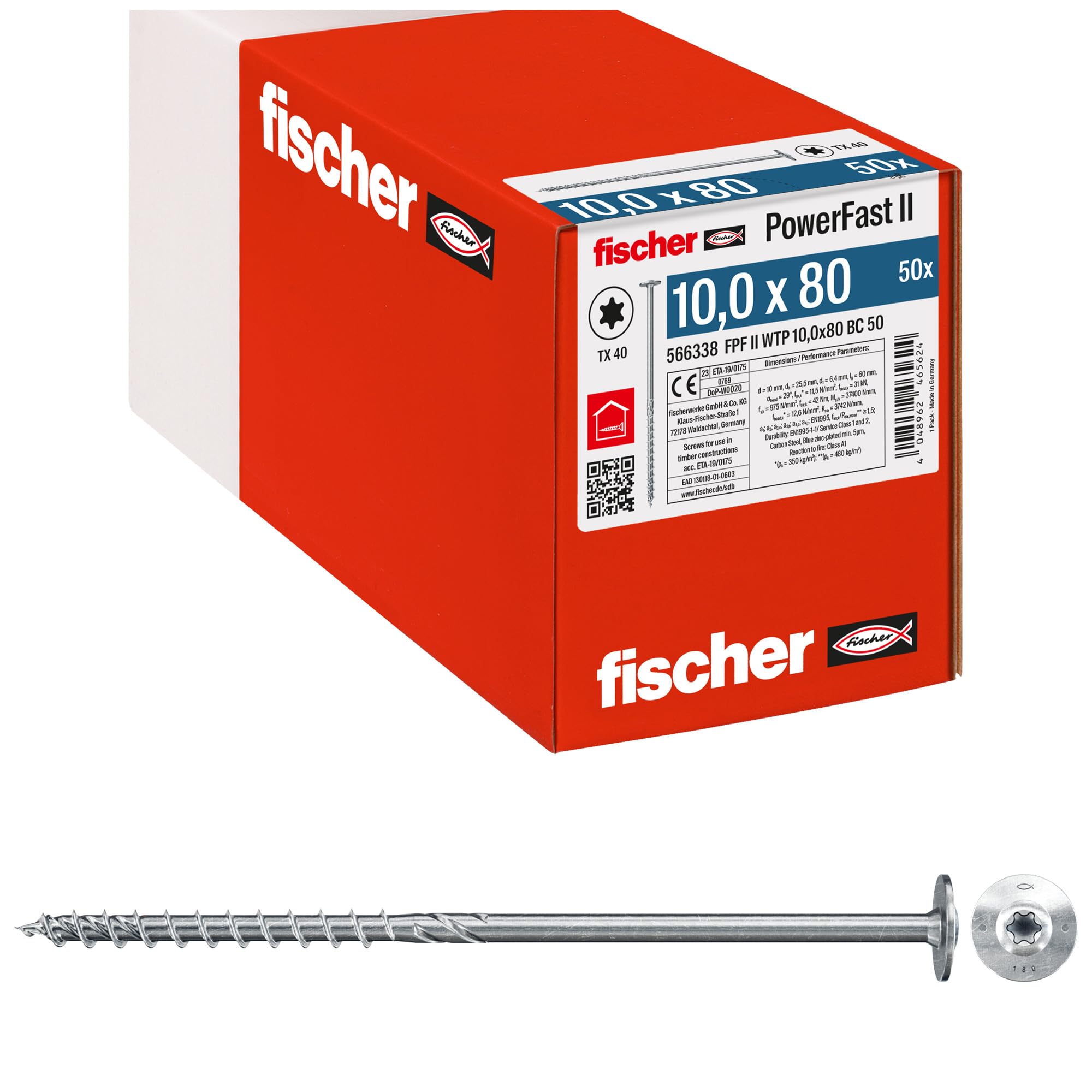 Fischer PowerFast FPF II WTP 8,0x100 viti legno 50 pz