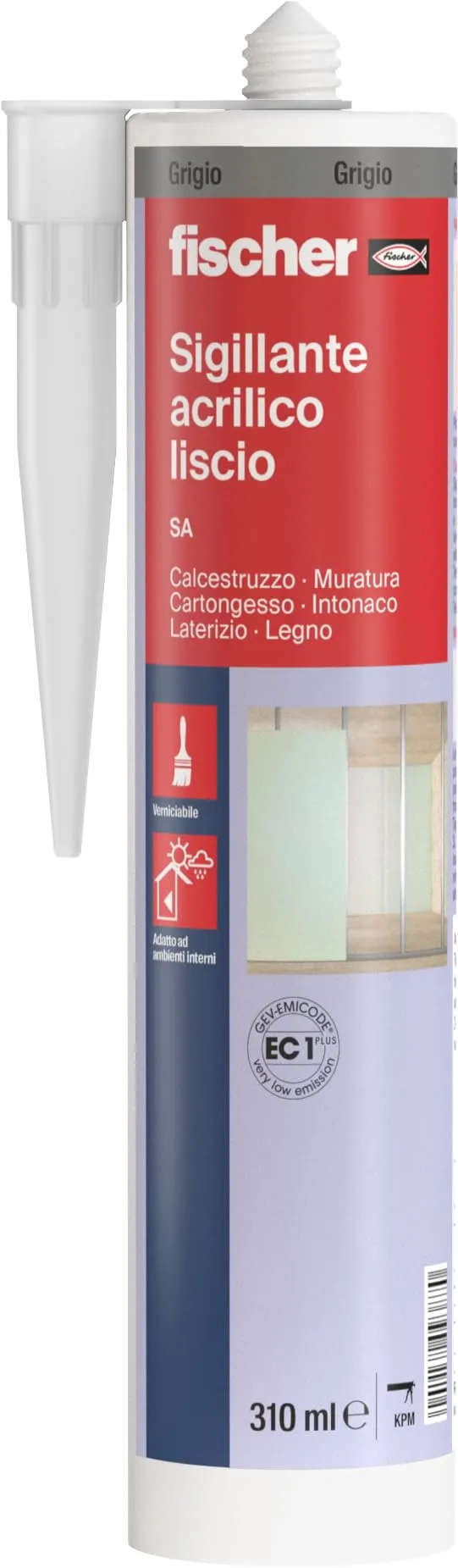 Fischer SA Sigillante Acrilico Grigio 310 ml Verniciabile
