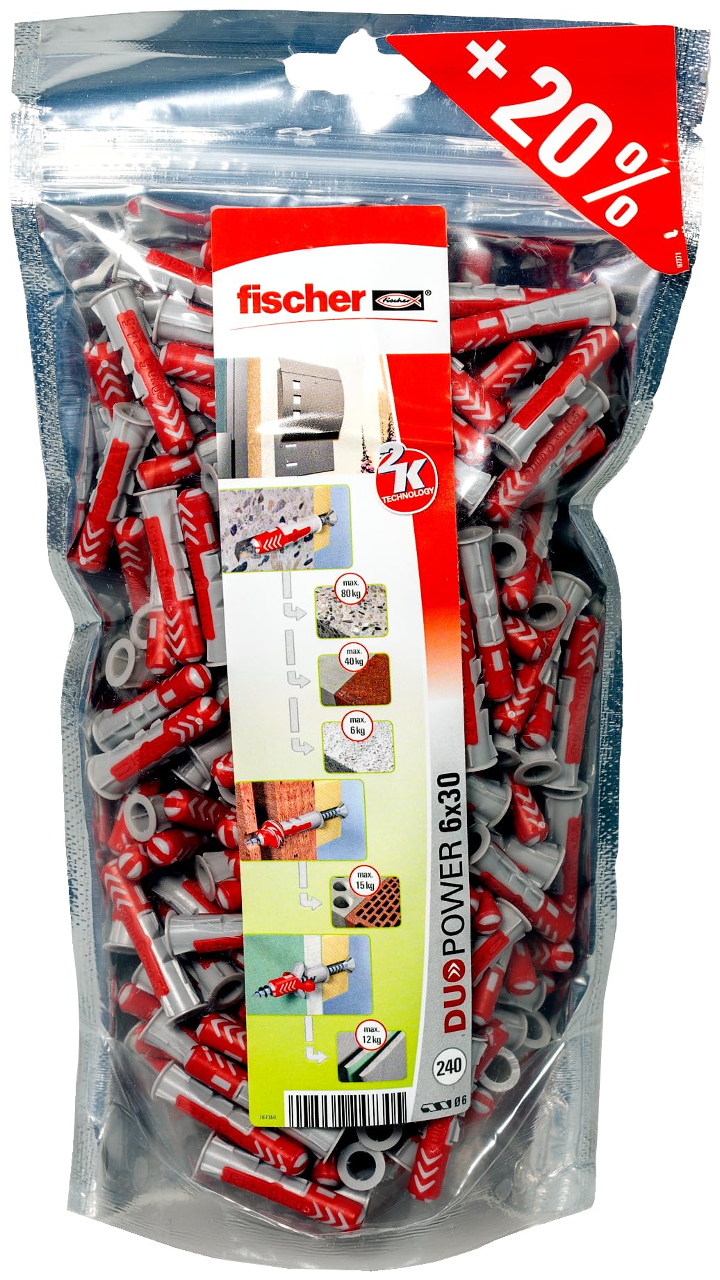 Fischer Duopower 8x40 mm tasselli 120 pezzi bimateriale